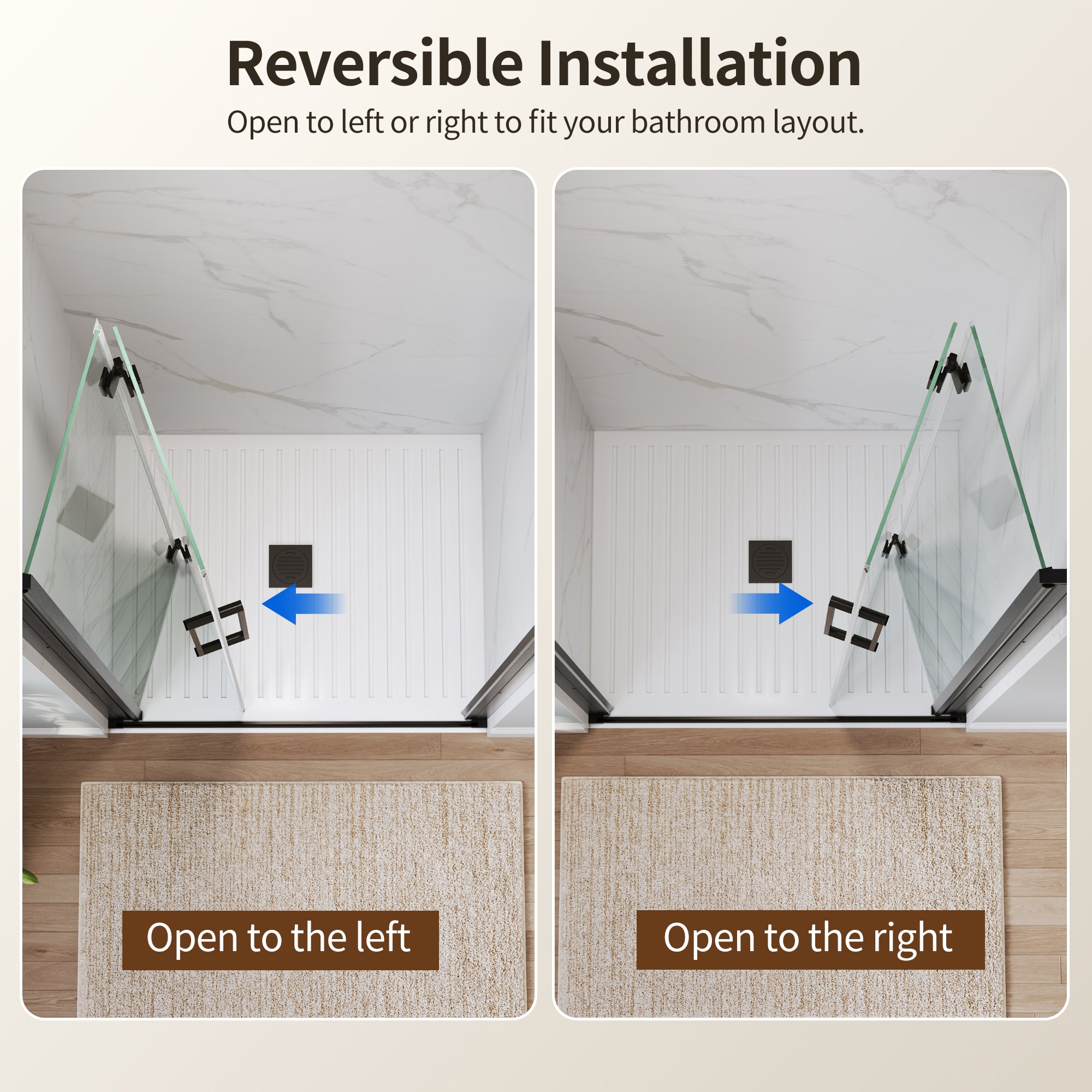 DeerValley DV-1SD0463B06 Bi-Fold Shower Door – 6mm Tempered Glass & Space-Saving