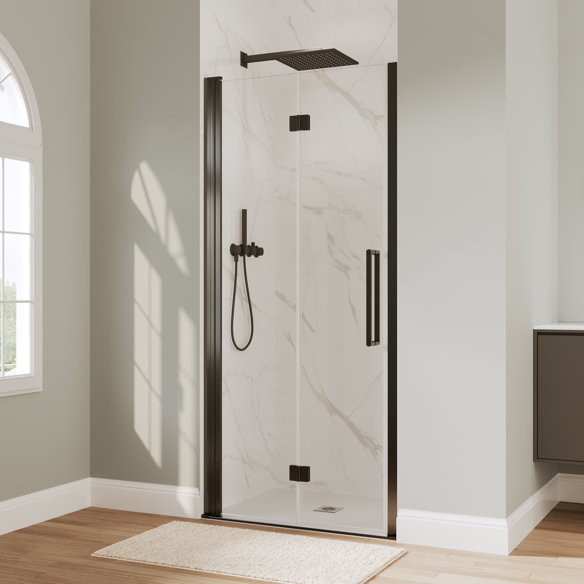 DeerValley DV-1SD0463B06 Bi-Fold Shower Door – 6mm Tempered Glass & Space-Saving