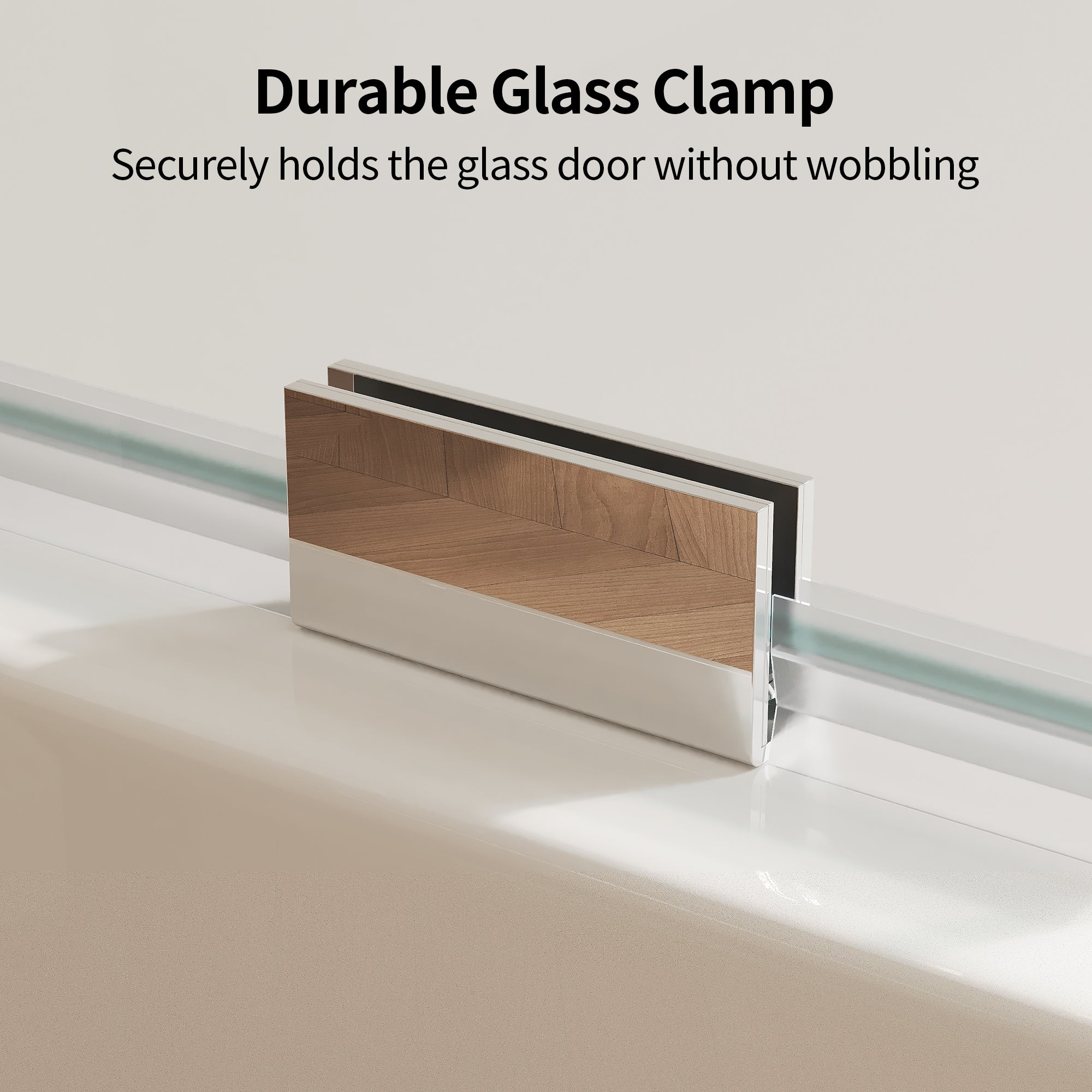 DeerValley DV-1SD0466B10 34" W x 58" H Frameless Bathtub Shower Door, Single Fixed Bath Panel with Clamps, 3/8" Tempered Glass Bathroom Shower Screen