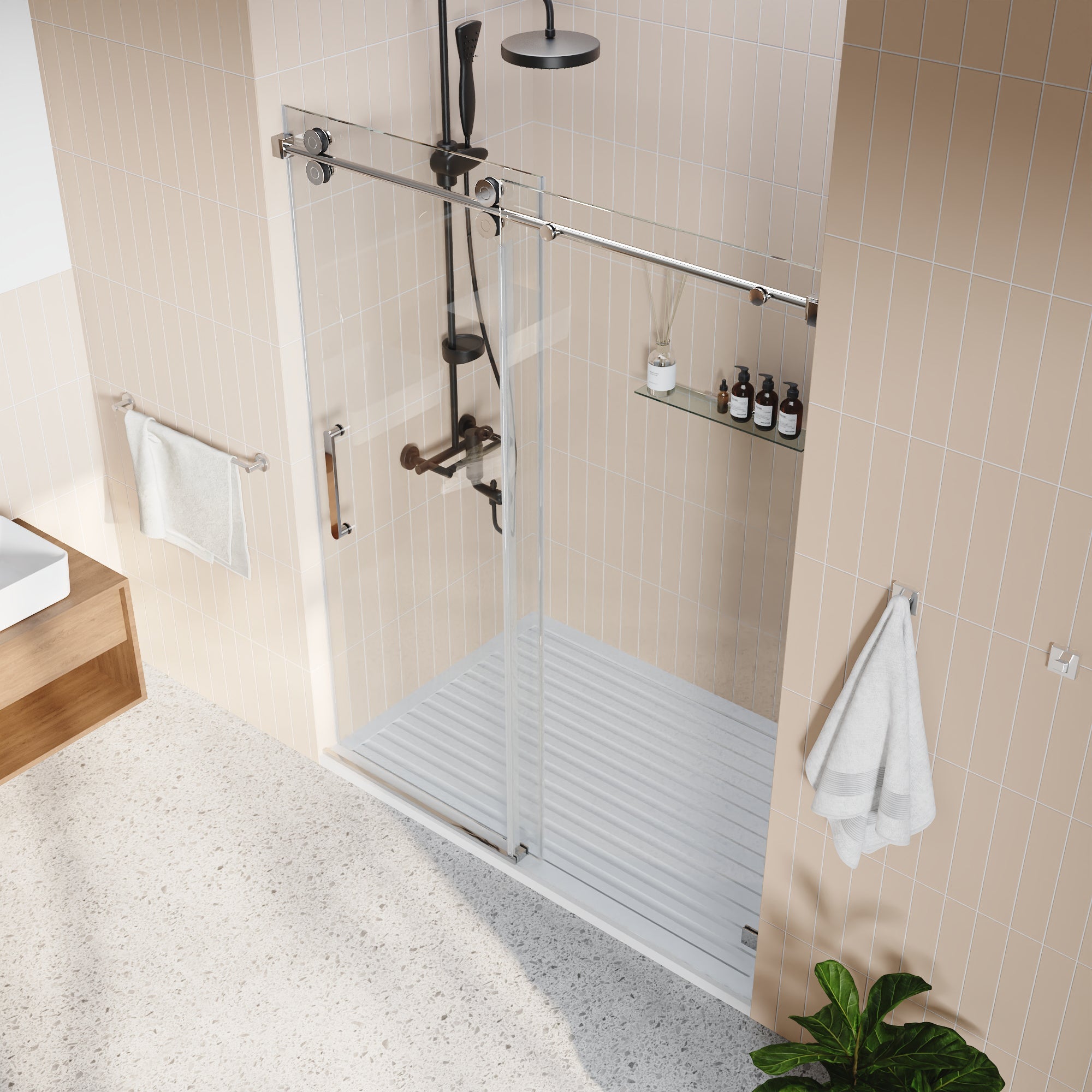 CONCORD 60"x 76" Shower Enclosure Single Sliding Frameless