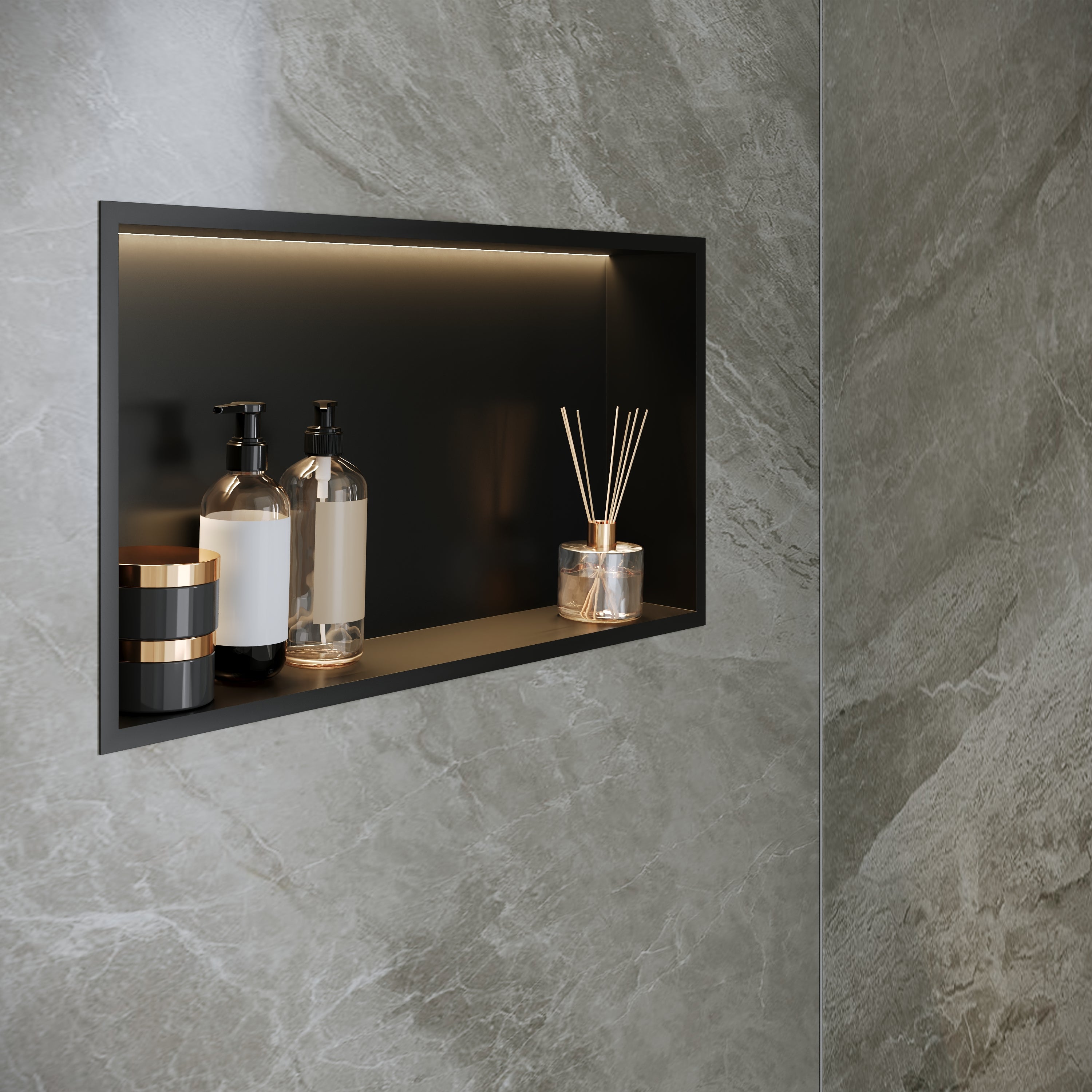 DeerValley DV-1SN0517 Shower Niche – Waterproof & Rustproof with Matte Black Recessed