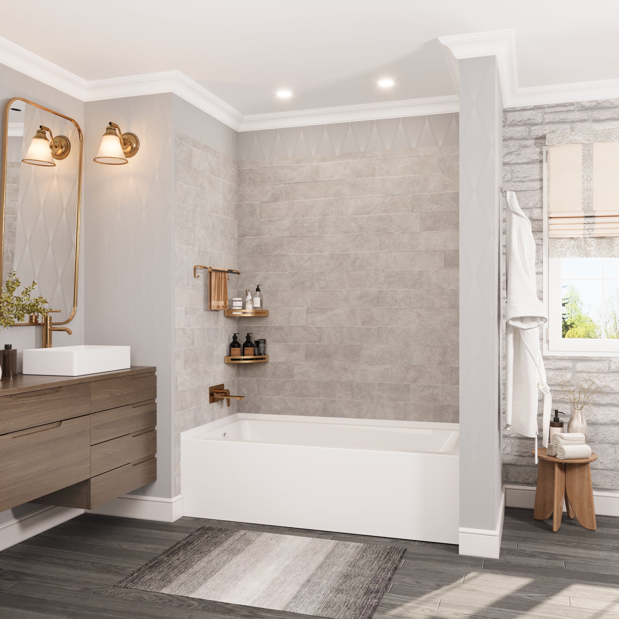 Liberty DeerValley Acrylic Drop In Bathtub,Alcove Bath with Integral Apron,Bathtubs & Soaking Tub with Left Hand Drain (60"x30") White