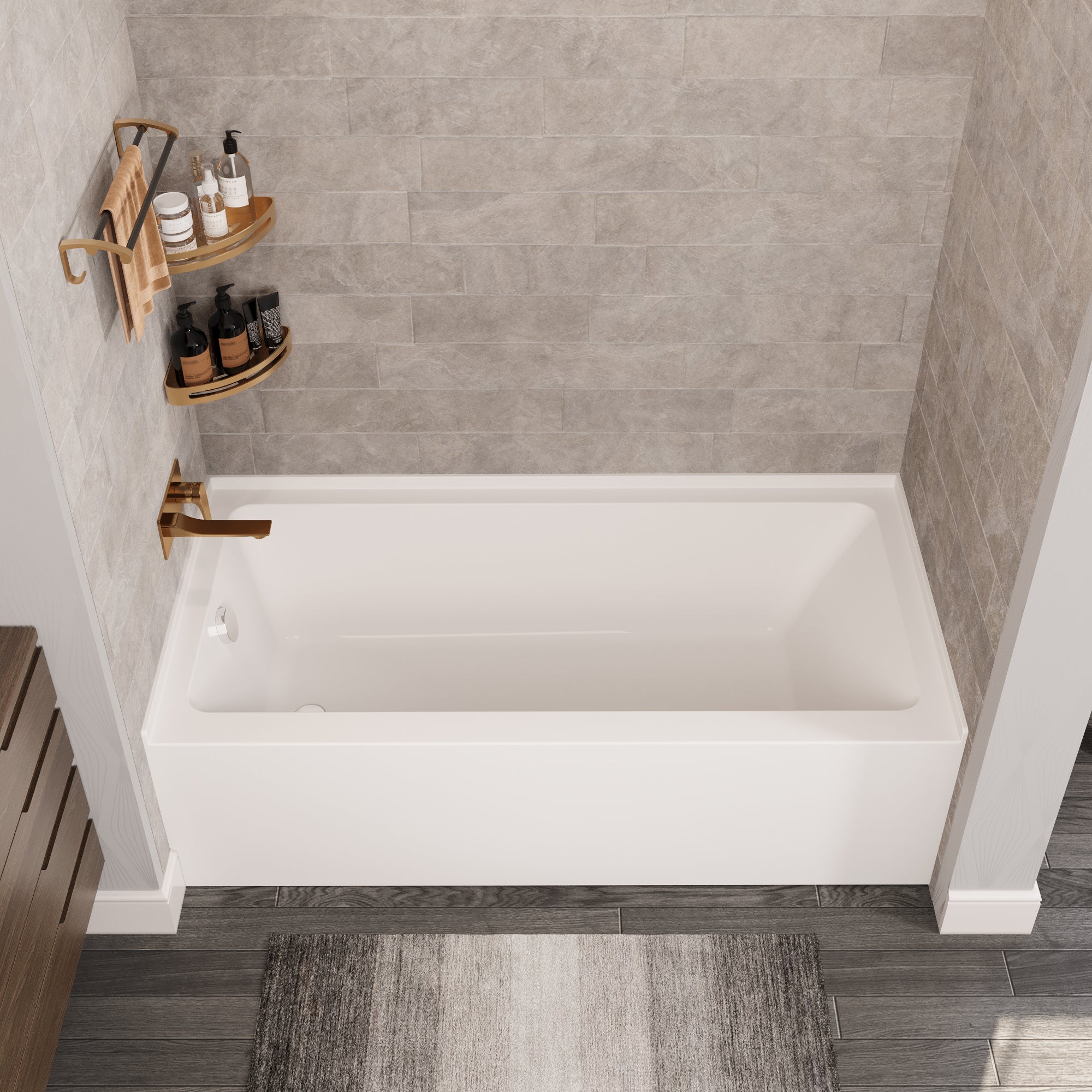 Liberty DeerValley Acrylic Drop In Bathtub,Alcove Bath with Integral Apron,Bathtubs & Soaking Tub with Left Hand Drain (60"x30") White