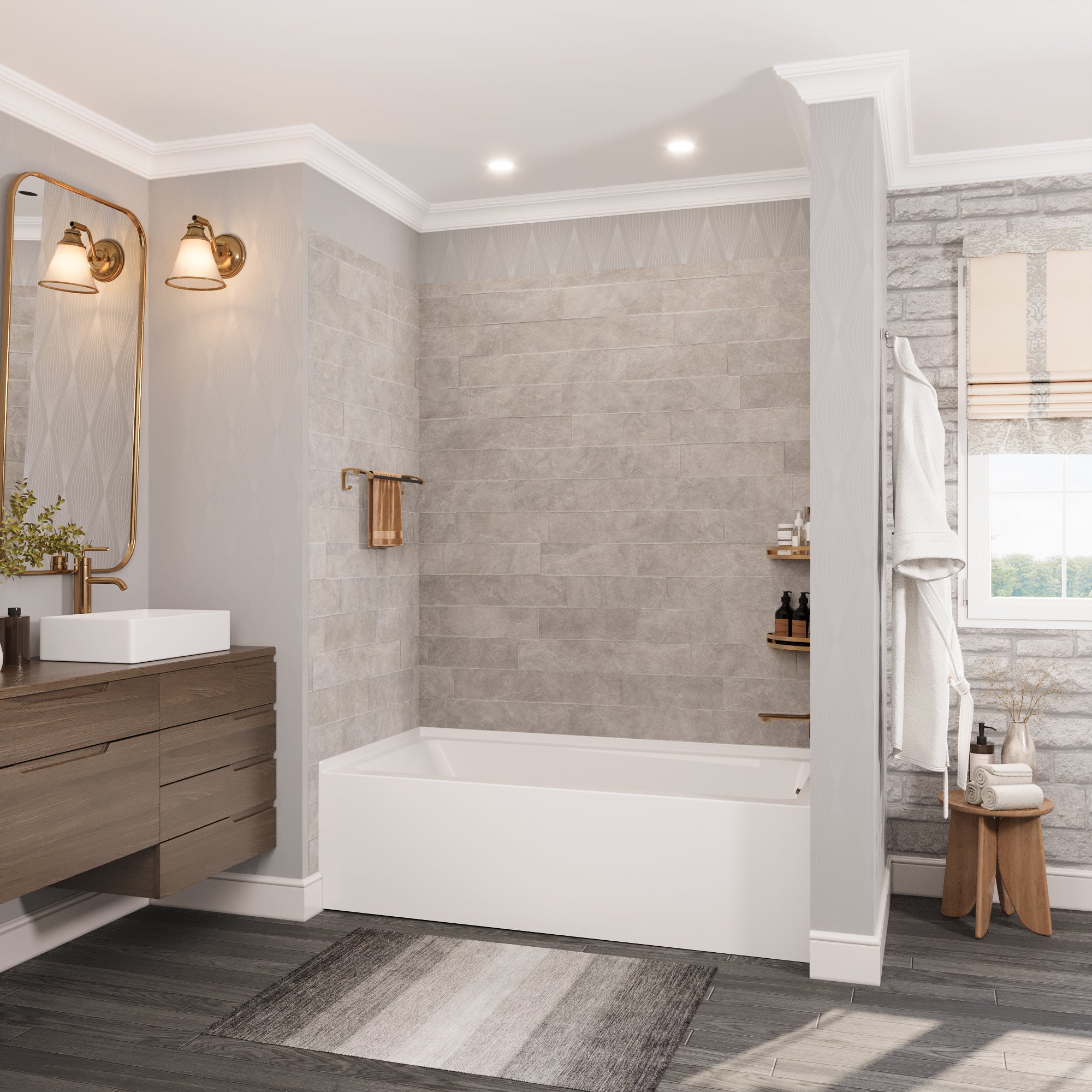 Liberty DeerValley Acrylic Drop In Bathtub,Alcove Bath with Integral Apron,Bathtubs & Soaking Tub with Left Hand Drain (60"x30") White