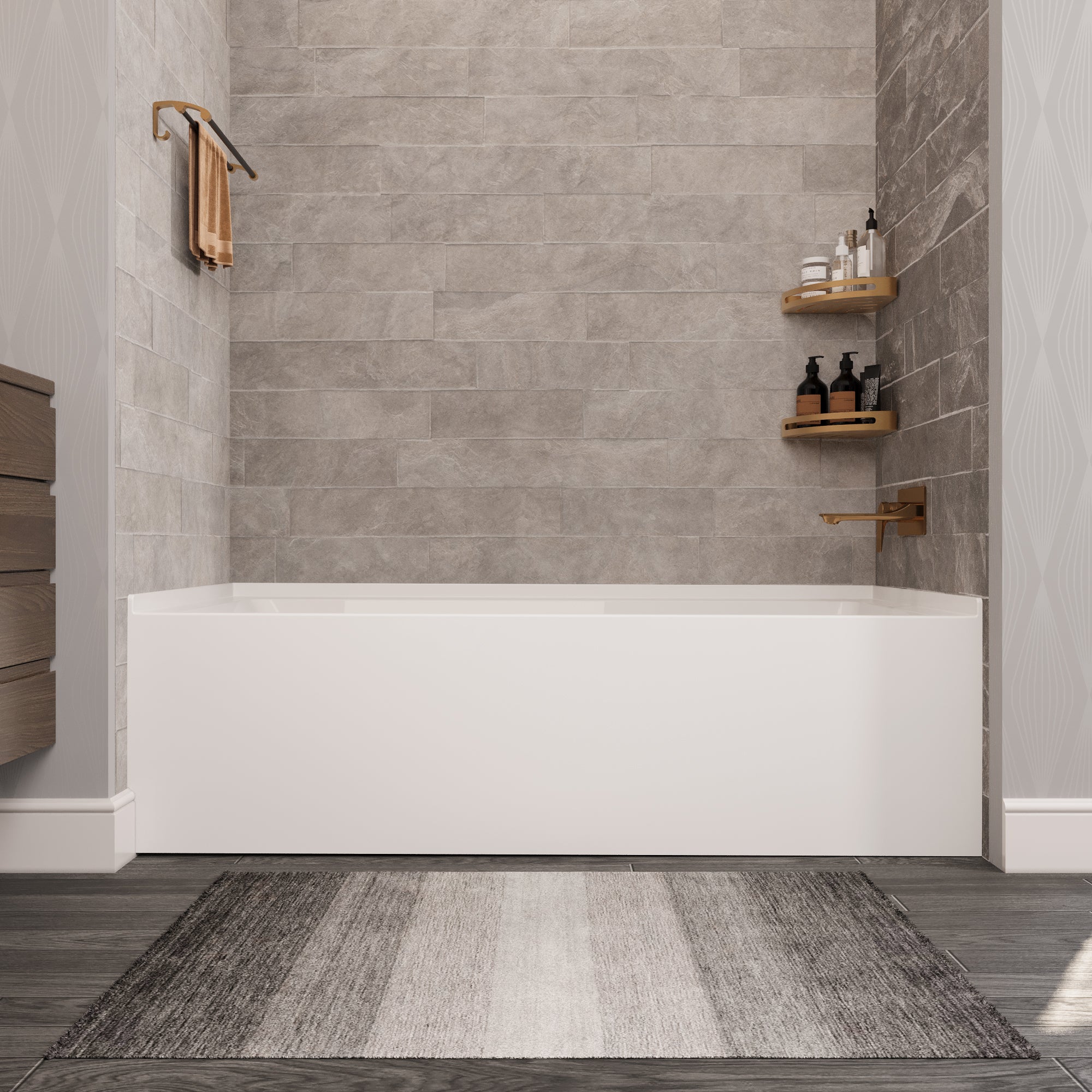 Liberty DeerValley Acrylic Drop In Bathtub,Alcove Bath with Integral Apron,Bathtubs & Soaking Tub with Left Hand Drain (60"x30") White