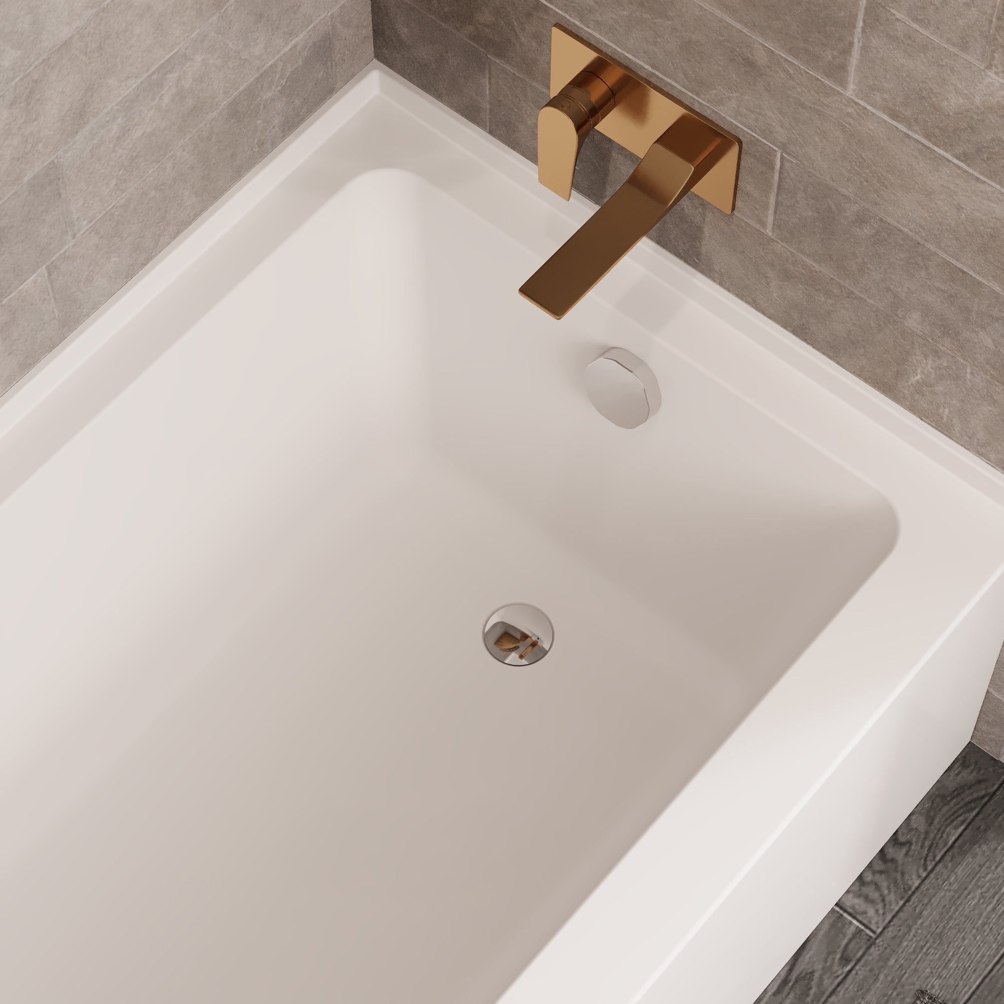 Liberty DeerValley Acrylic Drop In Bathtub,Alcove Bath with Integral Apron,Bathtubs & Soaking Tub with Left Hand Drain (60"x30") White