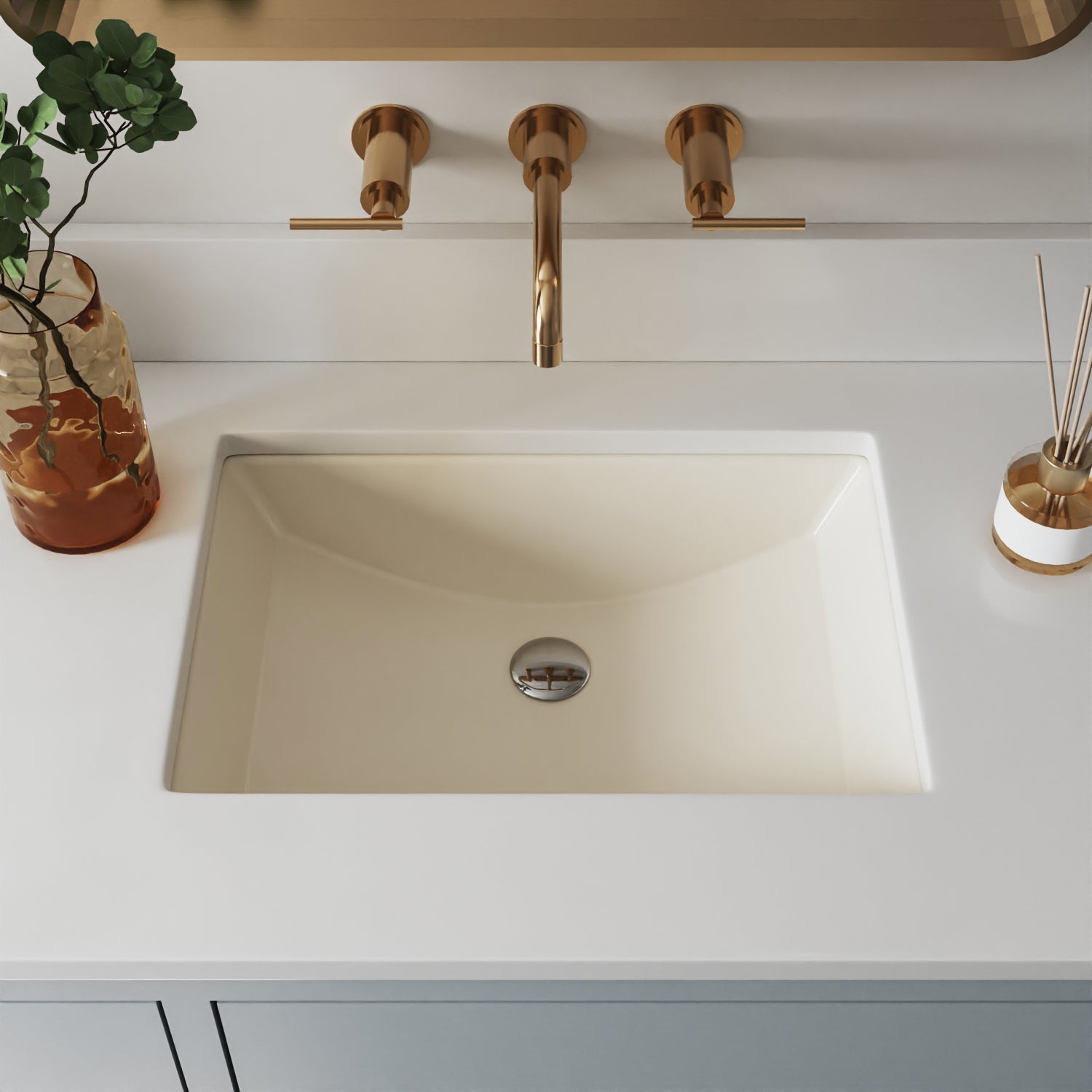 ALLY 21" X 15" Rectangular Undermount Bathroom Sink, Overflow Hole With Multiple Colors