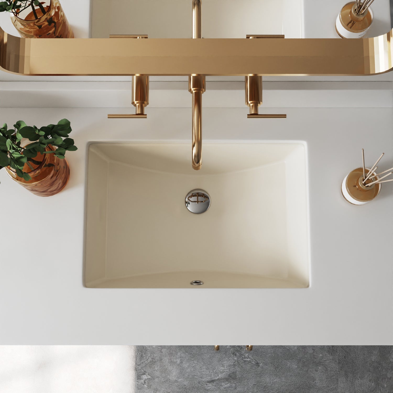 ALLY 21" X 15" Rectangular Undermount Bathroom Sink, Overflow Hole With Multiple Colors