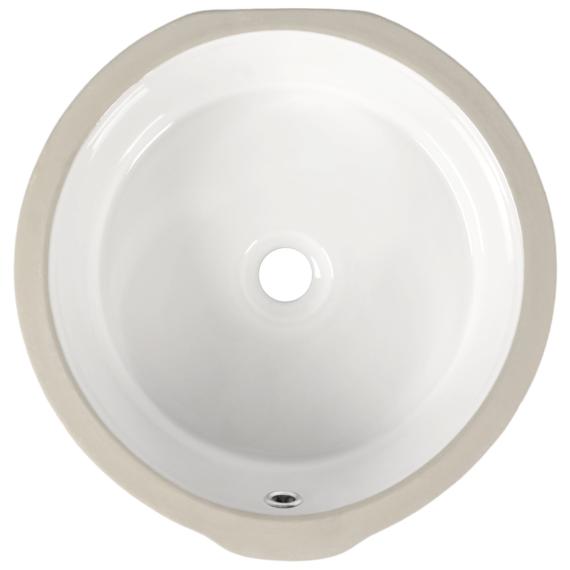 16.14"x15.95" Round Undermount Bathroom Sink, Overflow Hole