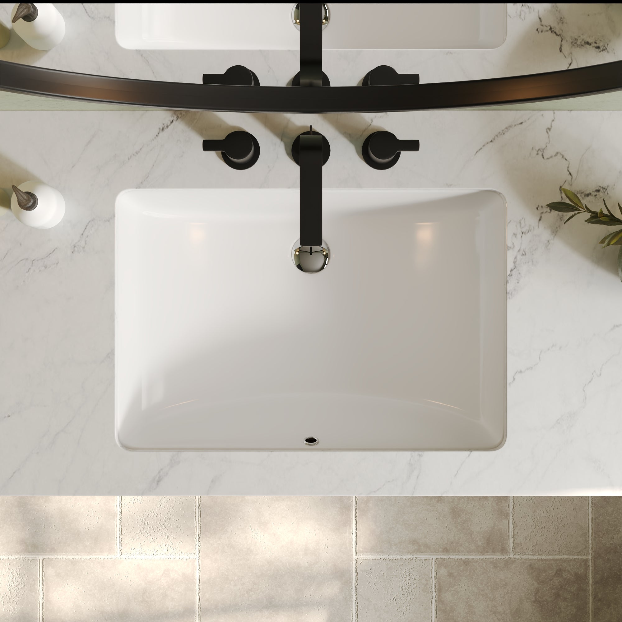 24.02"x16.85" Rectangular Undermount Bathroom Sink, Overflow