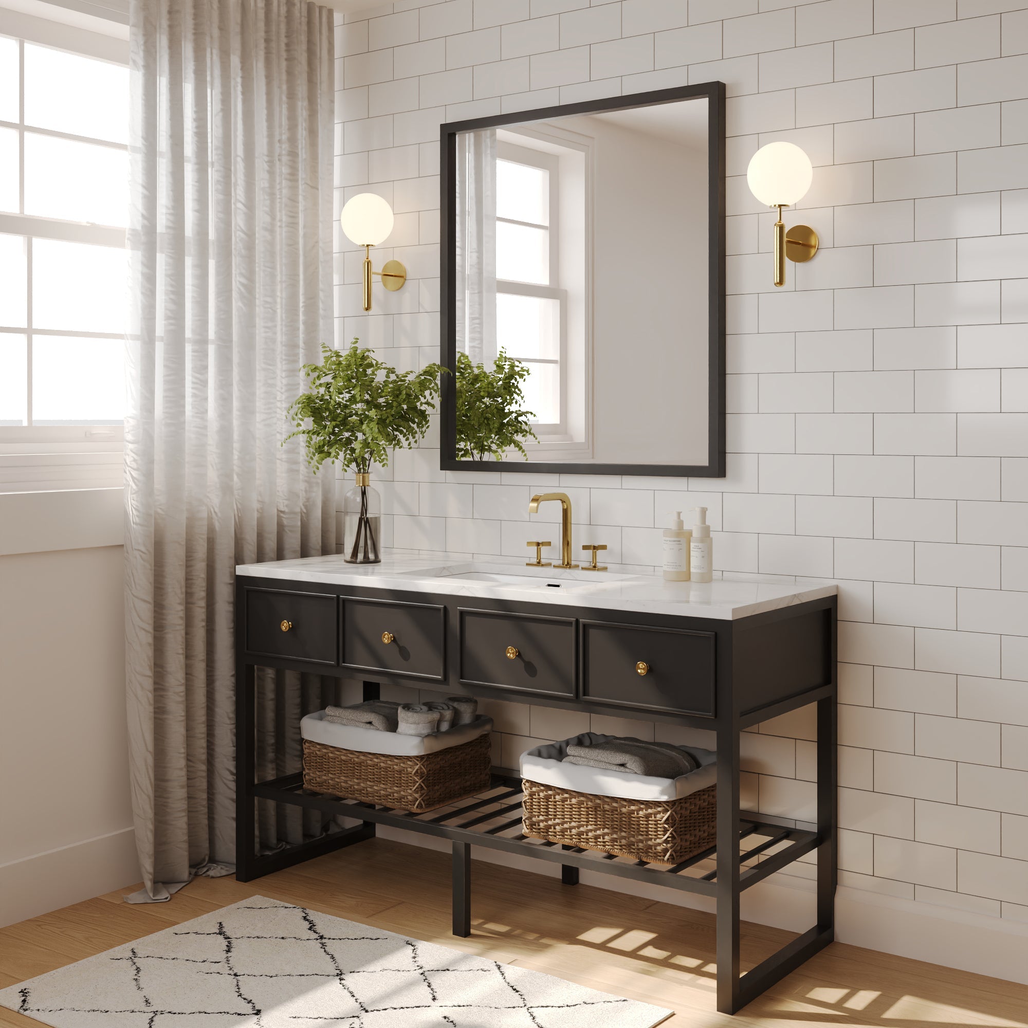 23.9"x15.79" Undermount Bathroom Sink Rectangular, with Flat Overflow