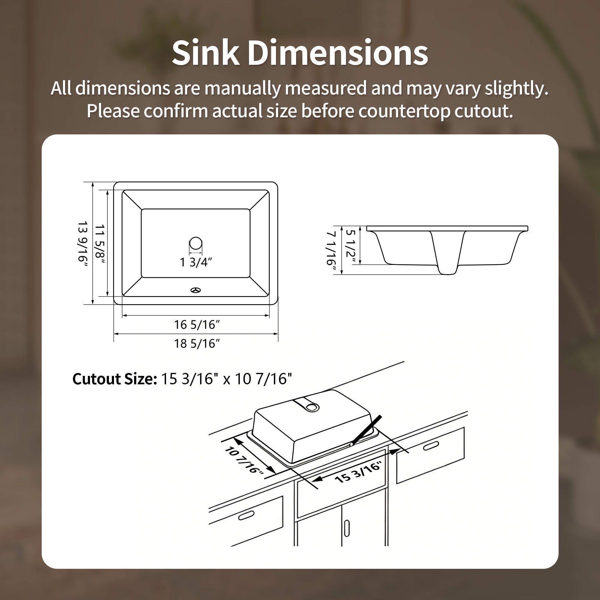 DeerValley DV-1U0477 18 x 13.5 Inch Undermount Bathroom Sink, White Ceramic Under Counter Bathroom Sinks, Modern Lavatory Vanity Bath Wash Bowl Basin with Overflow