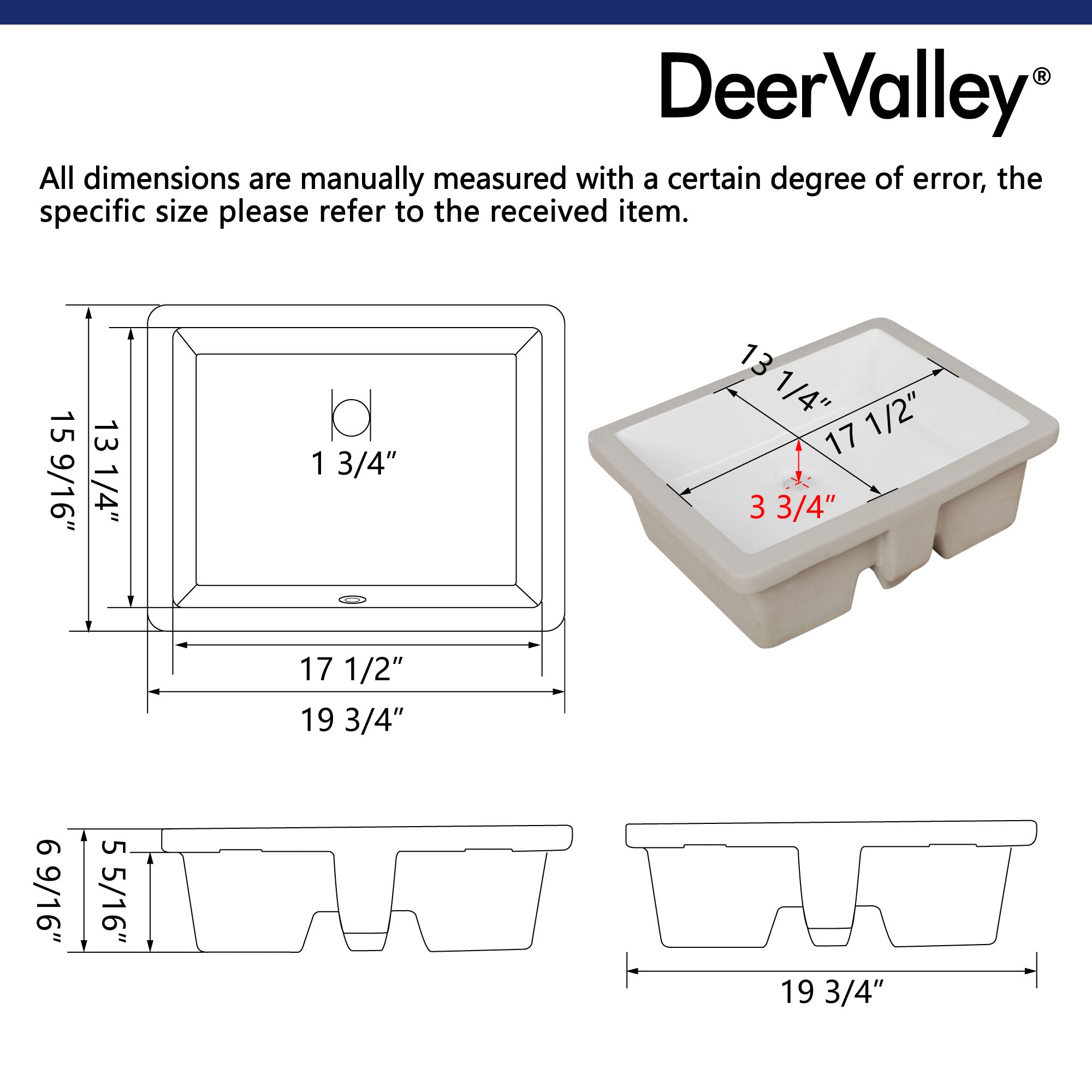 URSA 21" X 15" Rectangular Undermount Bathroom Sink, Overflow Hole With Multiple Colors