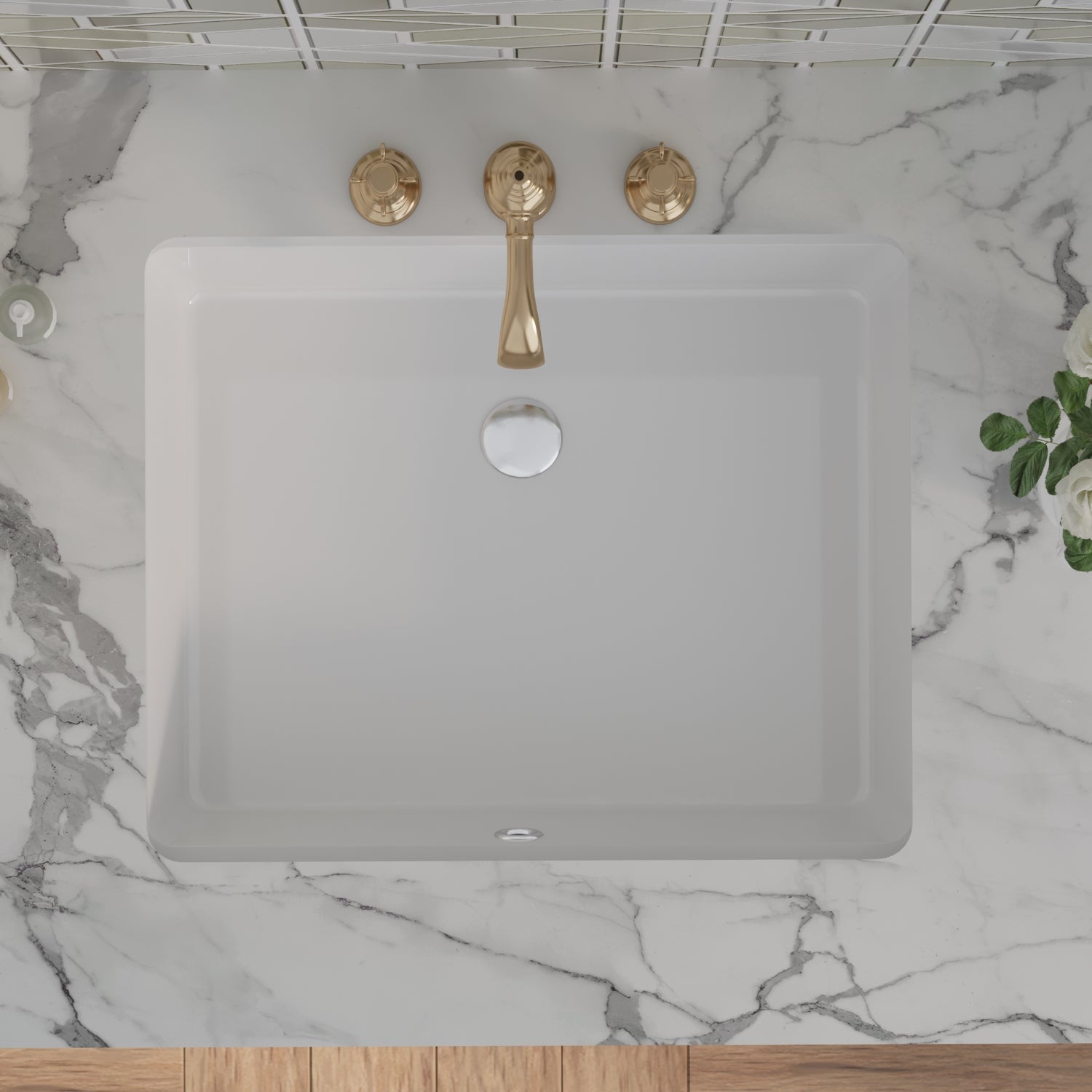 URSA 21" X 15" Rectangular Undermount Bathroom Sink, Overflow Hole With Multiple Colors