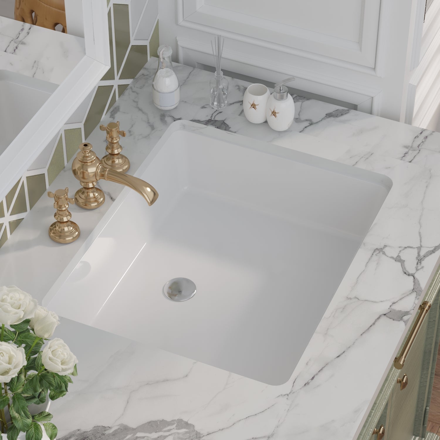 URSA 21" X 15" Rectangular Undermount Bathroom Sink, Overflow Hole With Multiple Colors