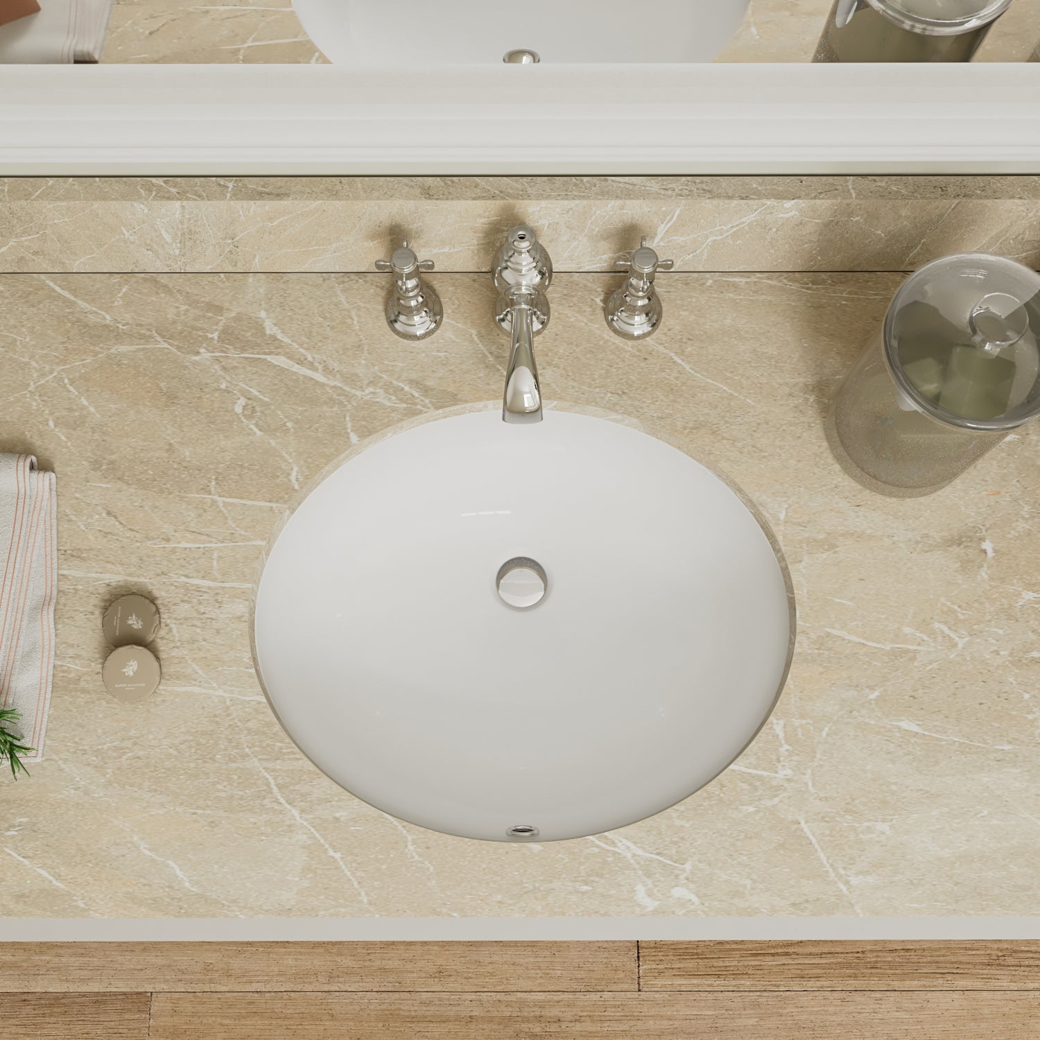 SYMMETRY 18" X 15" Oval Undermount Bathroom Sink, Overflow Hole With Multiple Colors