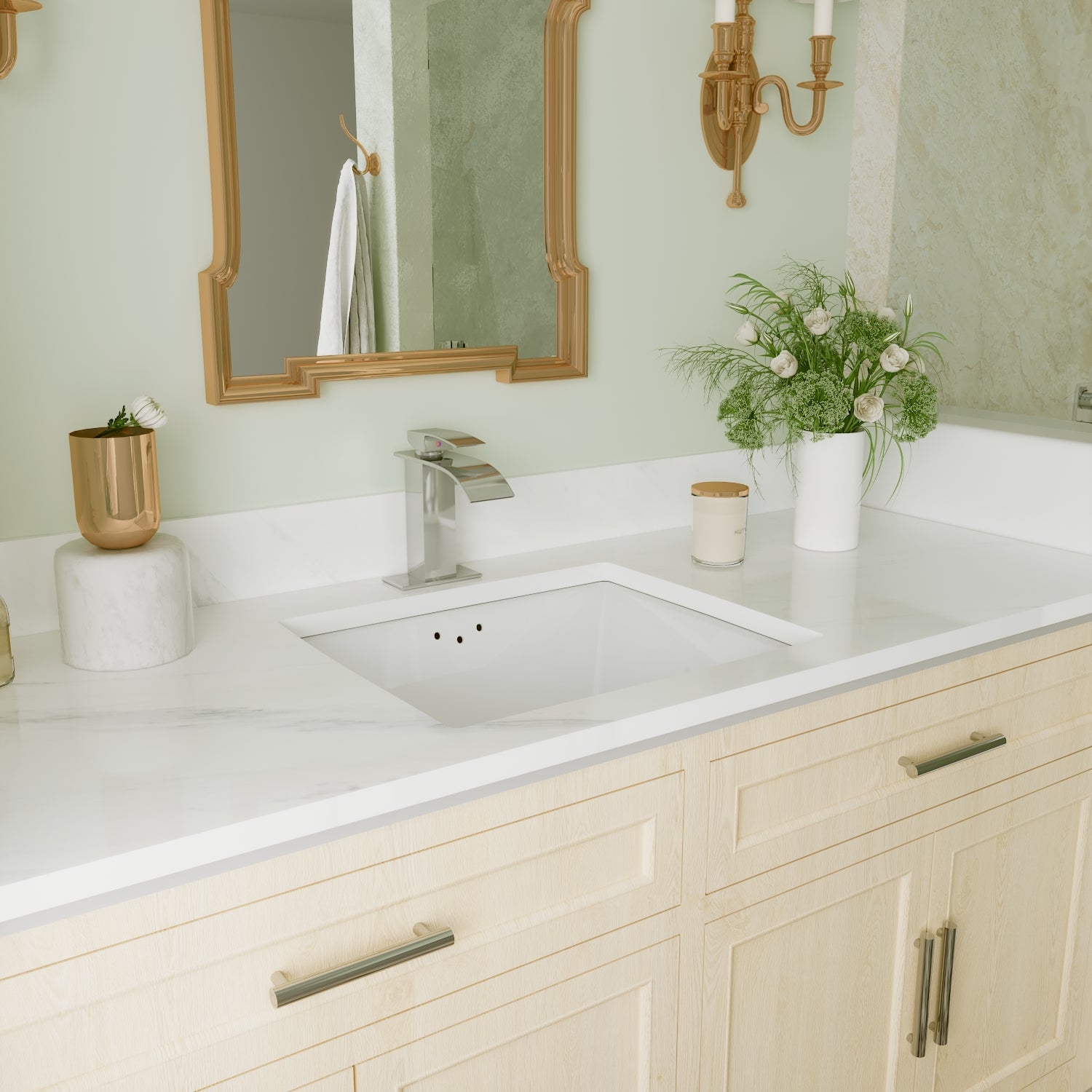 DeerValley Bath DeerValley DV-1U307 Ursa 16" X 14" Rectangular Vitreous China Undercounter Bathroom Sink With Overflow Hole Undermount Sinks