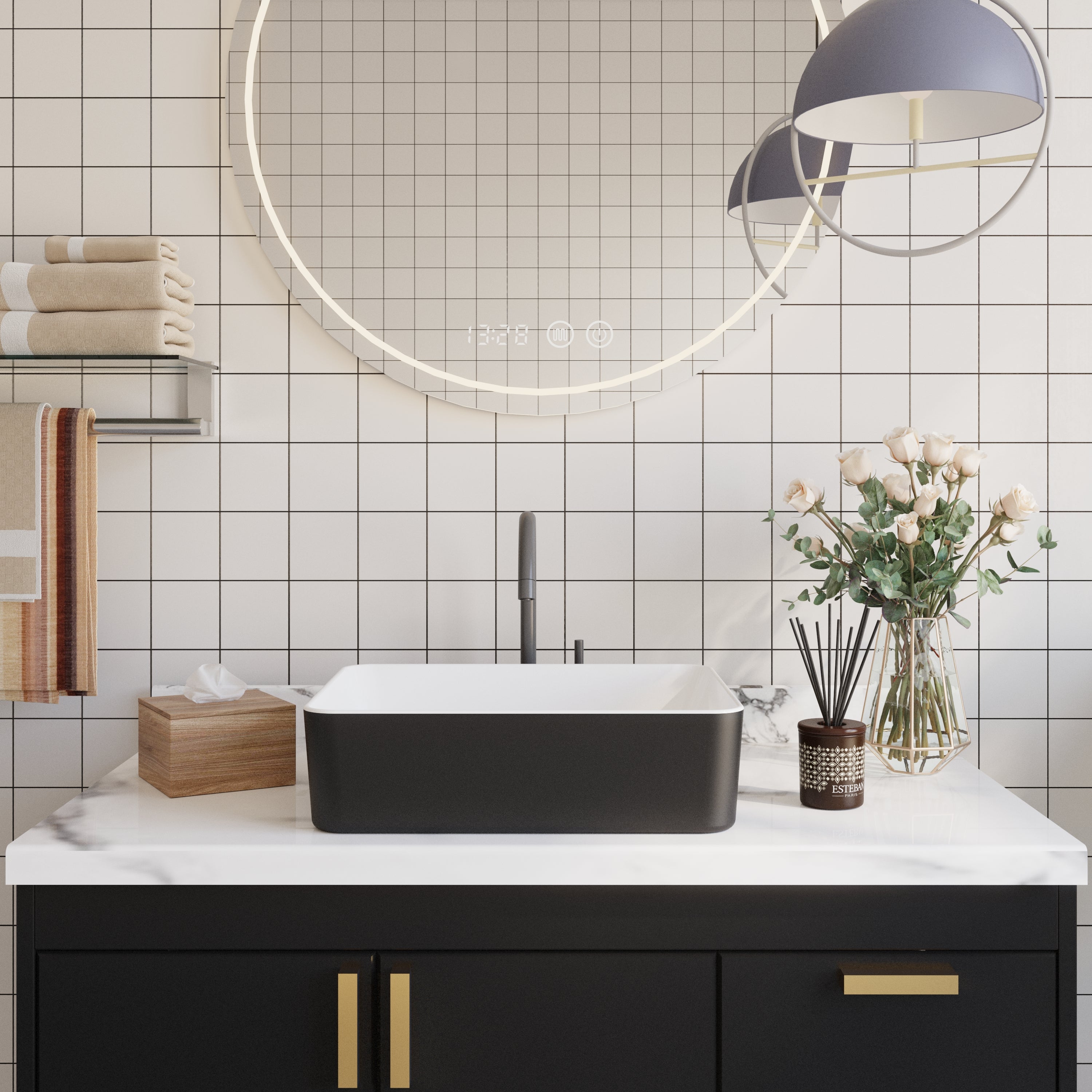 ALLY 19" x 15" Rectangular Vessel Bathroom Sink, Without Overflow