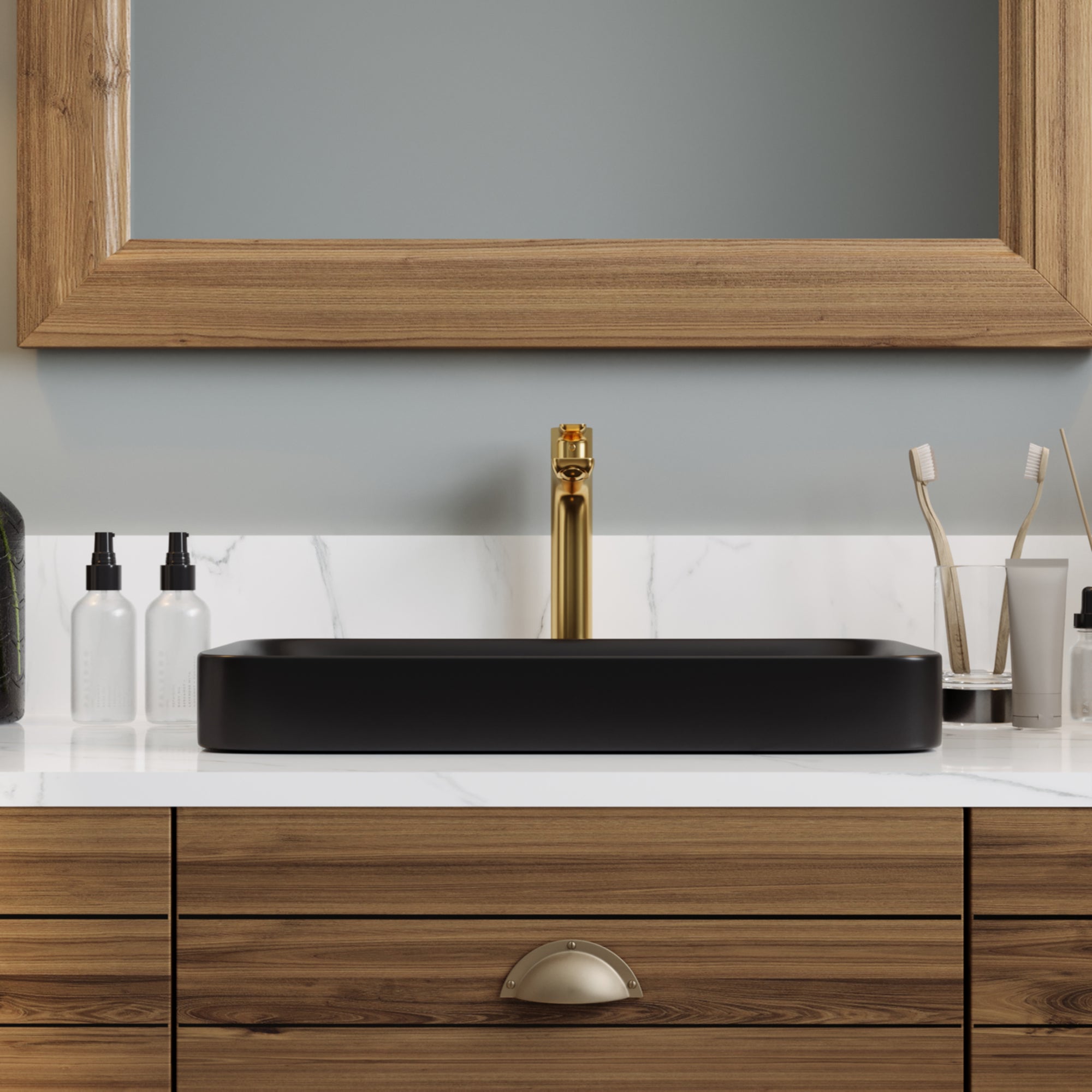 ALLY 12"/16" Rectangular Drop-in Bathroom Sink With Multiple Colors, Scratch-Resistant Ceramic