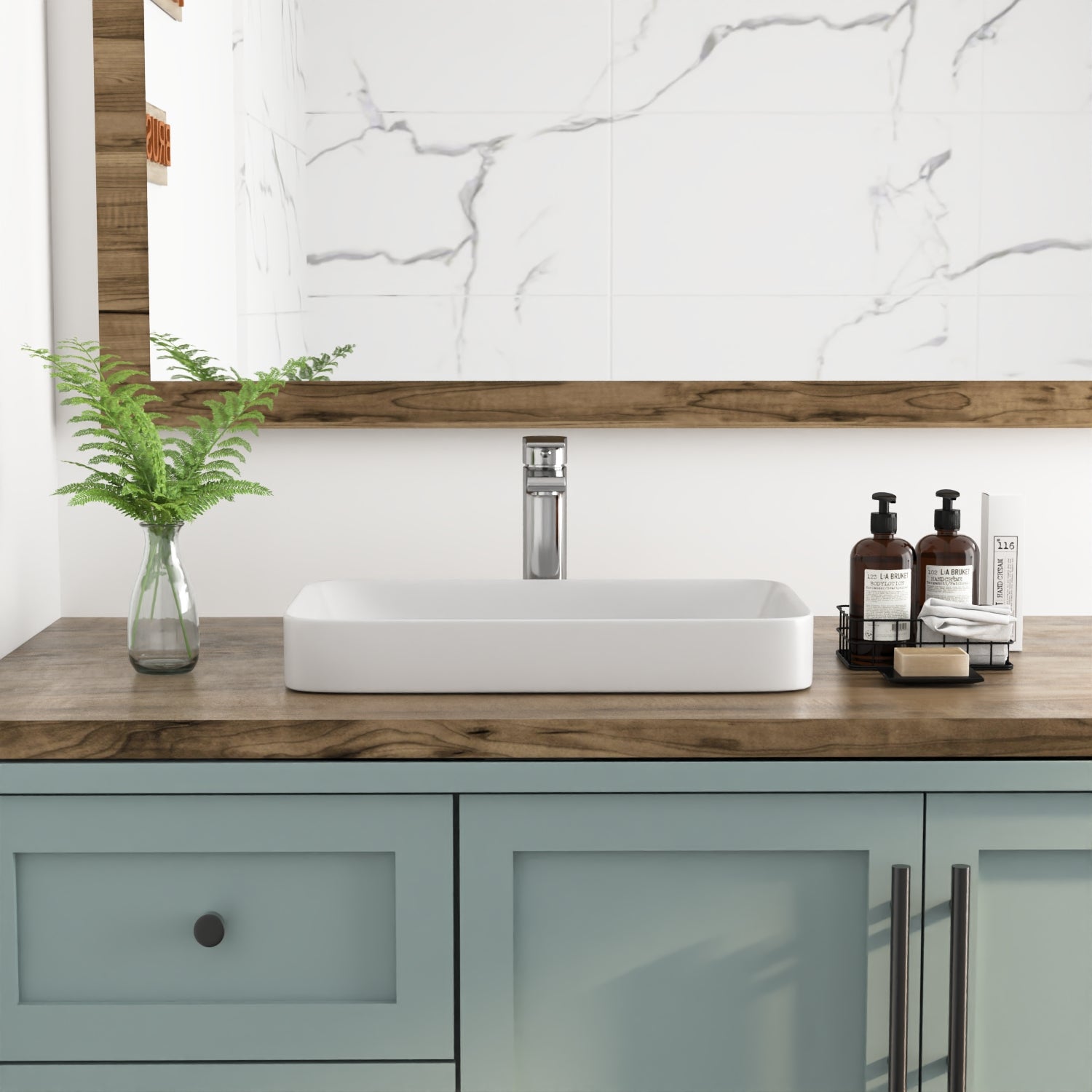 ALLY 12"/16" Rectangular Drop-in Bathroom Sink With Multiple Colors, Scratch-Resistant Ceramic