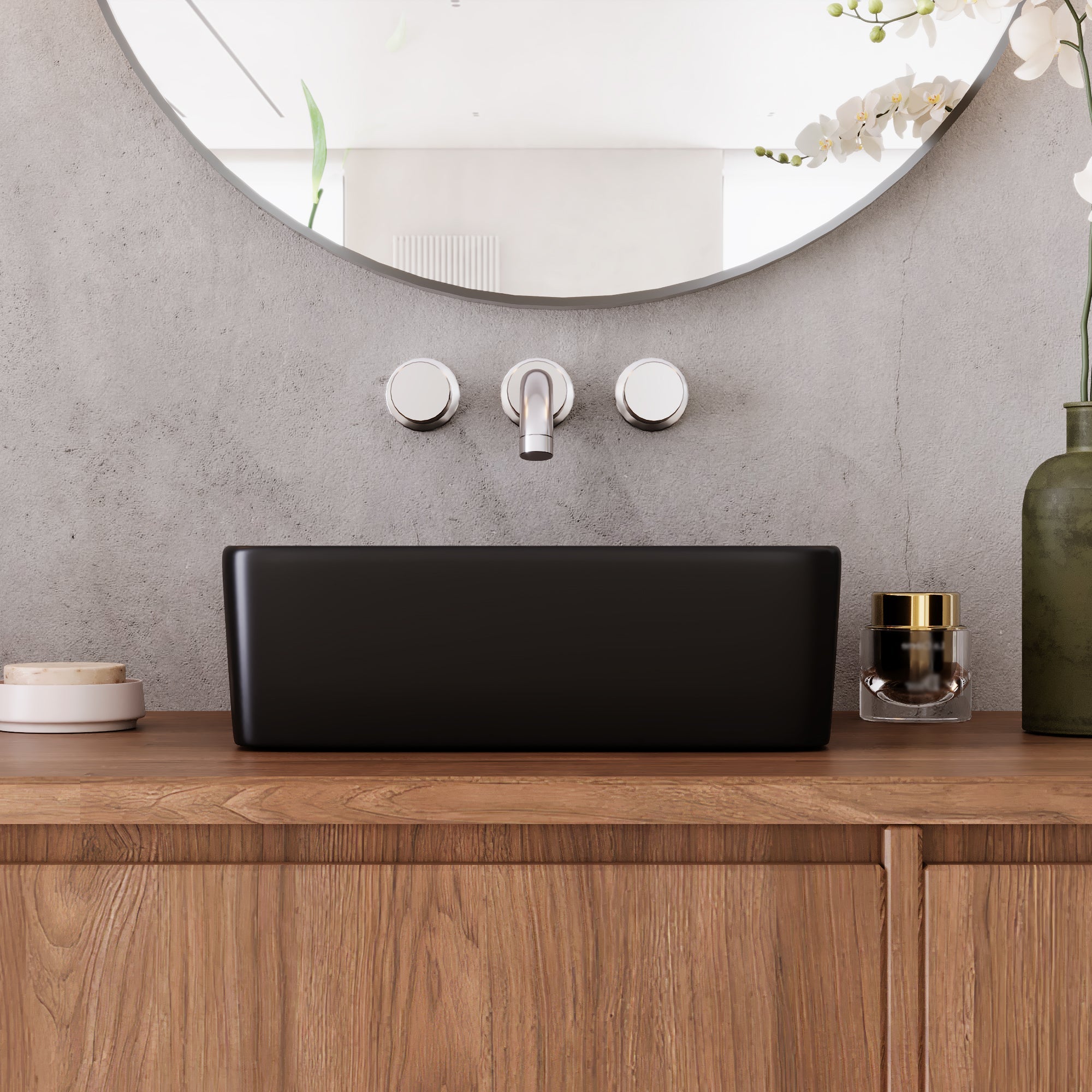 LIBERTY 12" Rectangular Vessel Bathroom Sink, Without Overflow