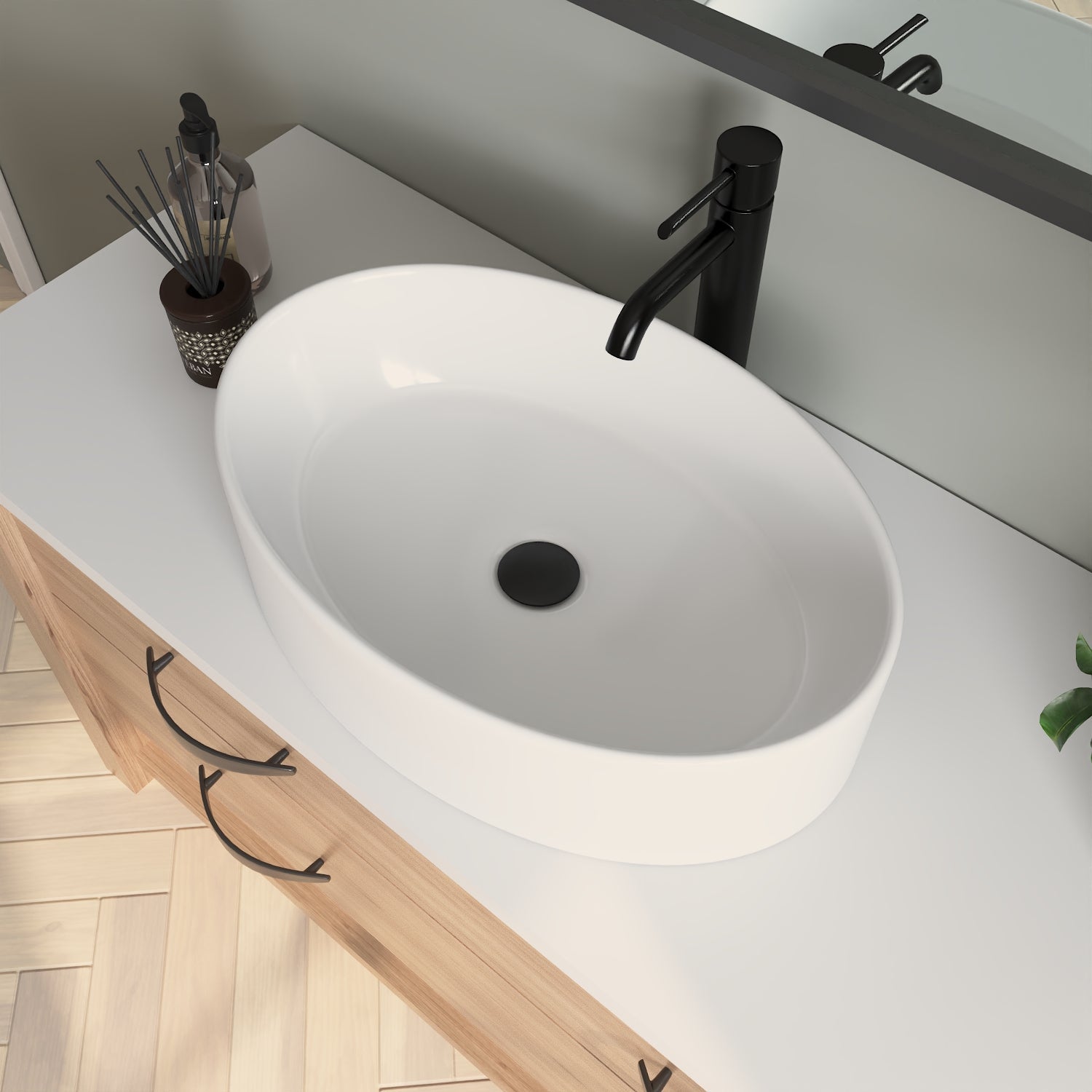 HORIZON 14" Oval Vessel Bathroom Sink, Without Overflow