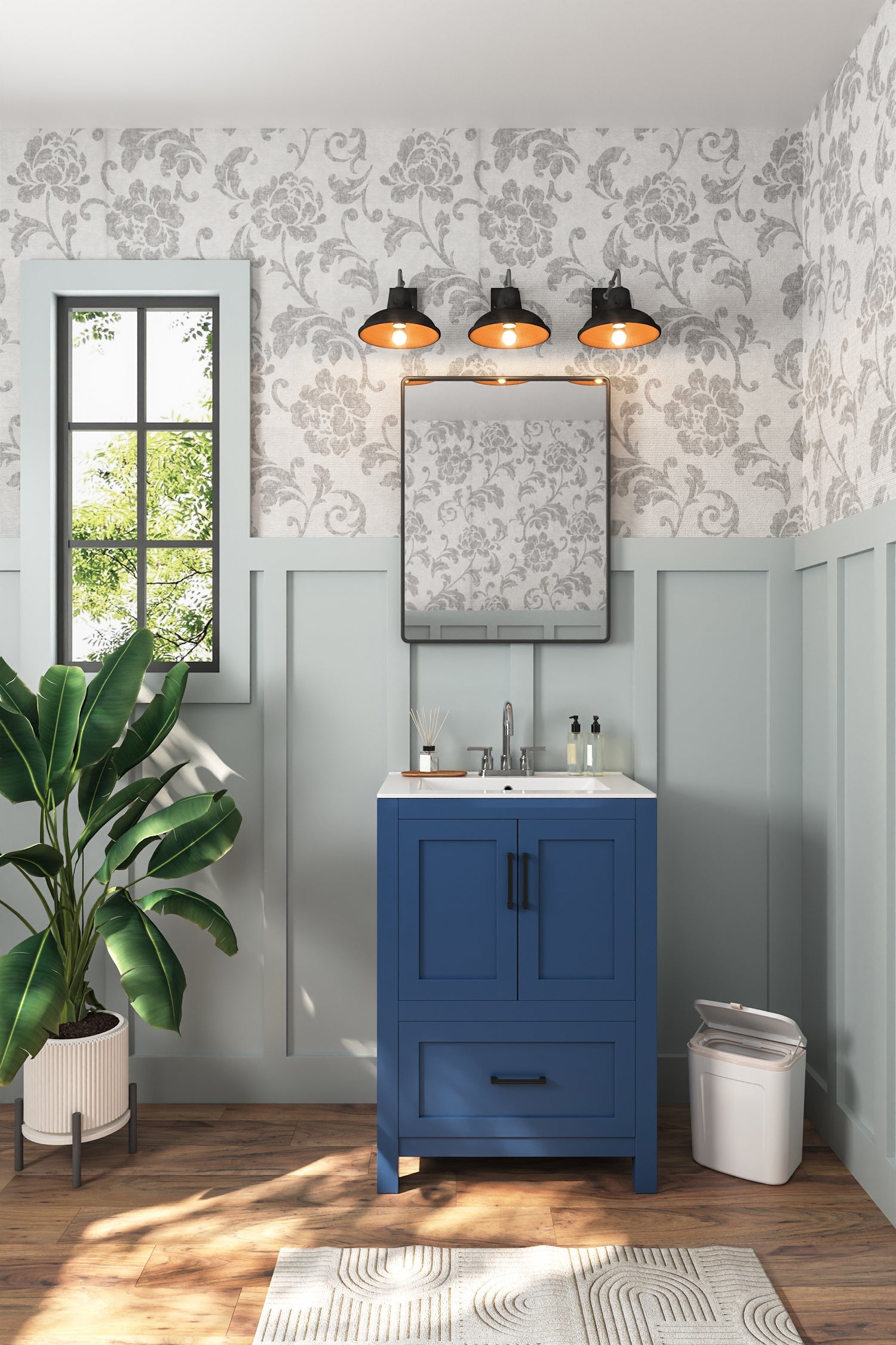 24" Rectangular Vanity Top Sink, Three Faucet Holes