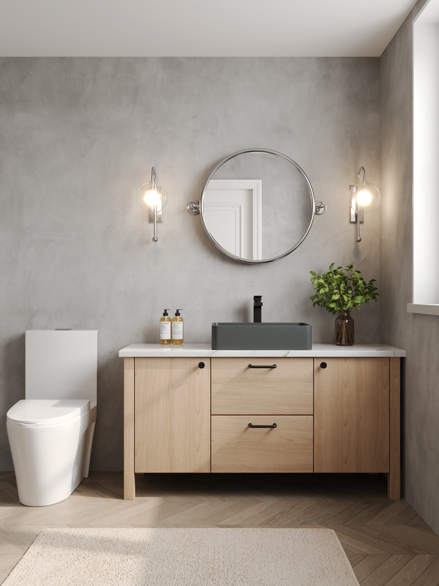 20" x 13" Rectangular Vessel Bathroom Sink, Concrete