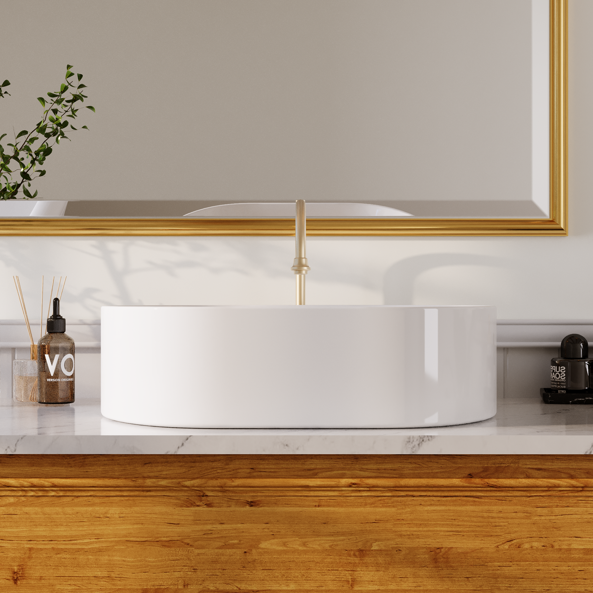 19" x 15" Oval Vessel Bathroom Sink, Seamless Design