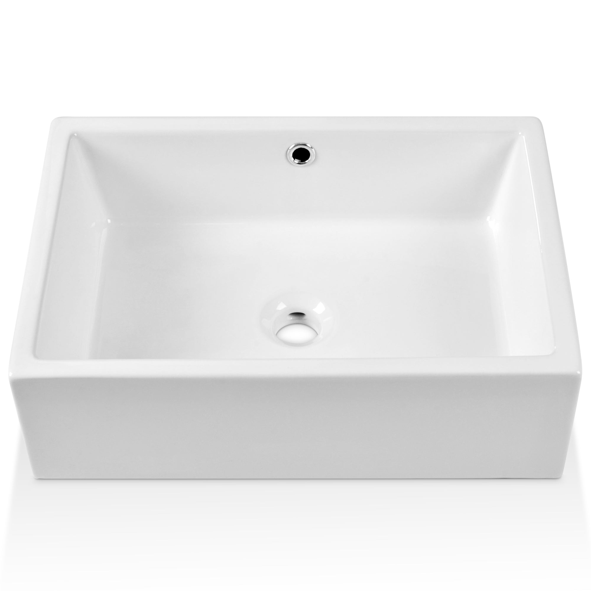 20" x 14" Rectangle Vessel Bathroom Sink, Seamless Design