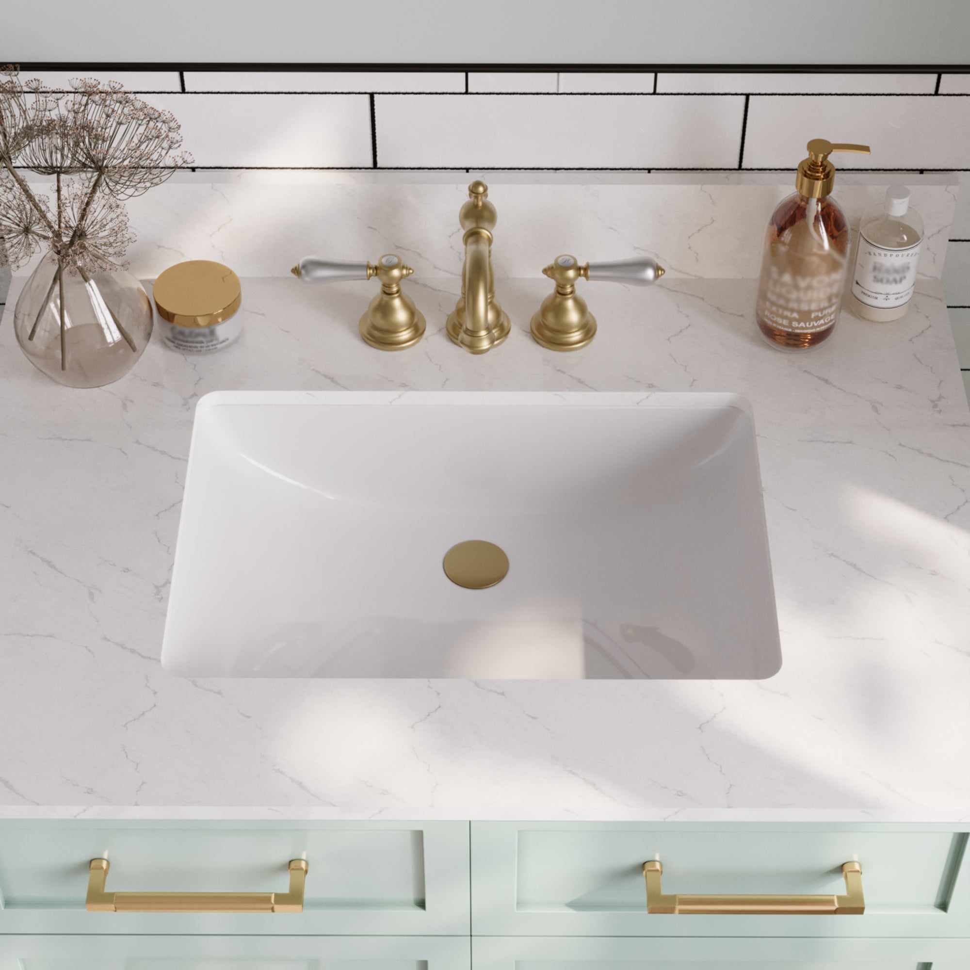 31.1" Rectangular Vanity Top Sink, Overflow Hole