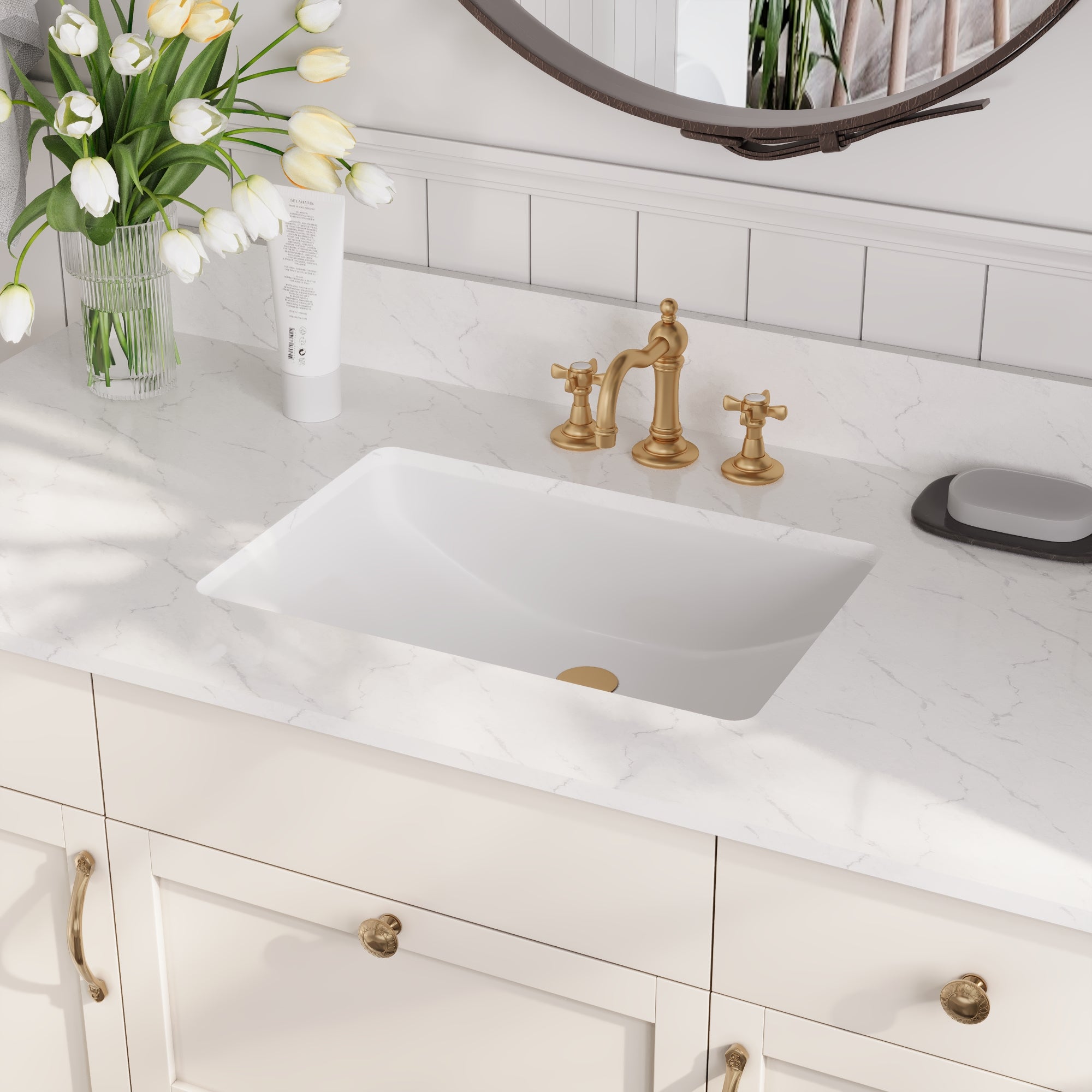 48.8" Rectangular Vanity Top Sink, Overflow Hole