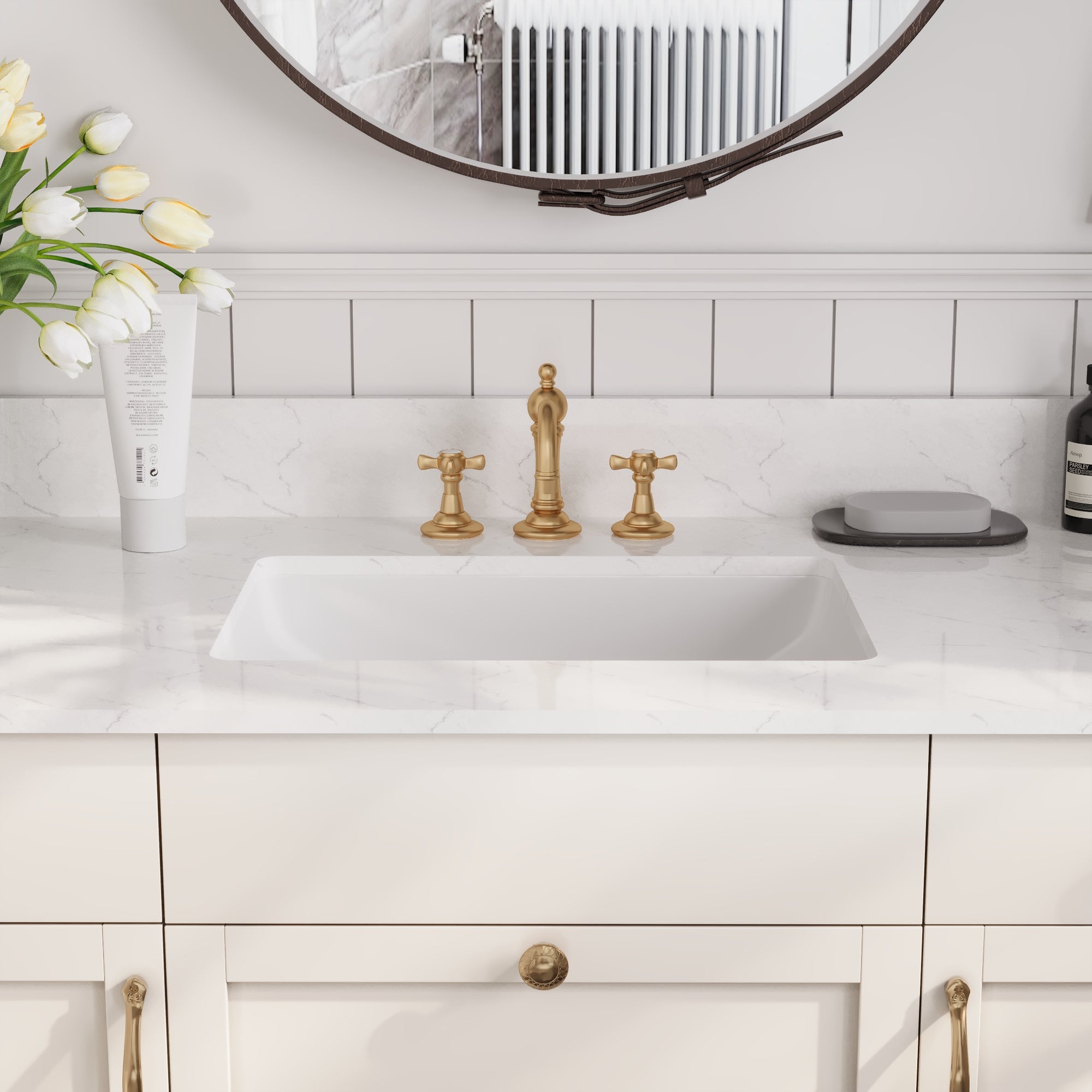 48.8" Rectangular Vanity Top Sink, Overflow Hole