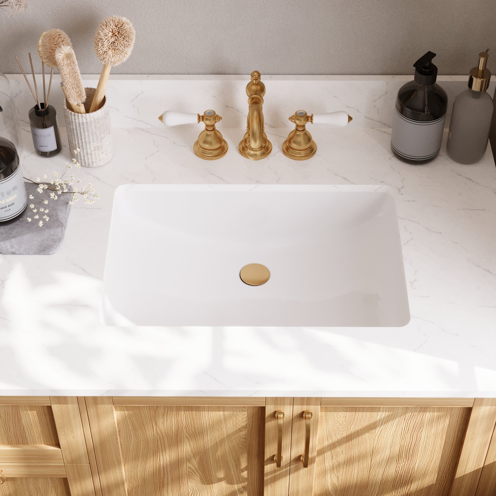 61" Rectangular Vanity Top Sink, Overflow Hole