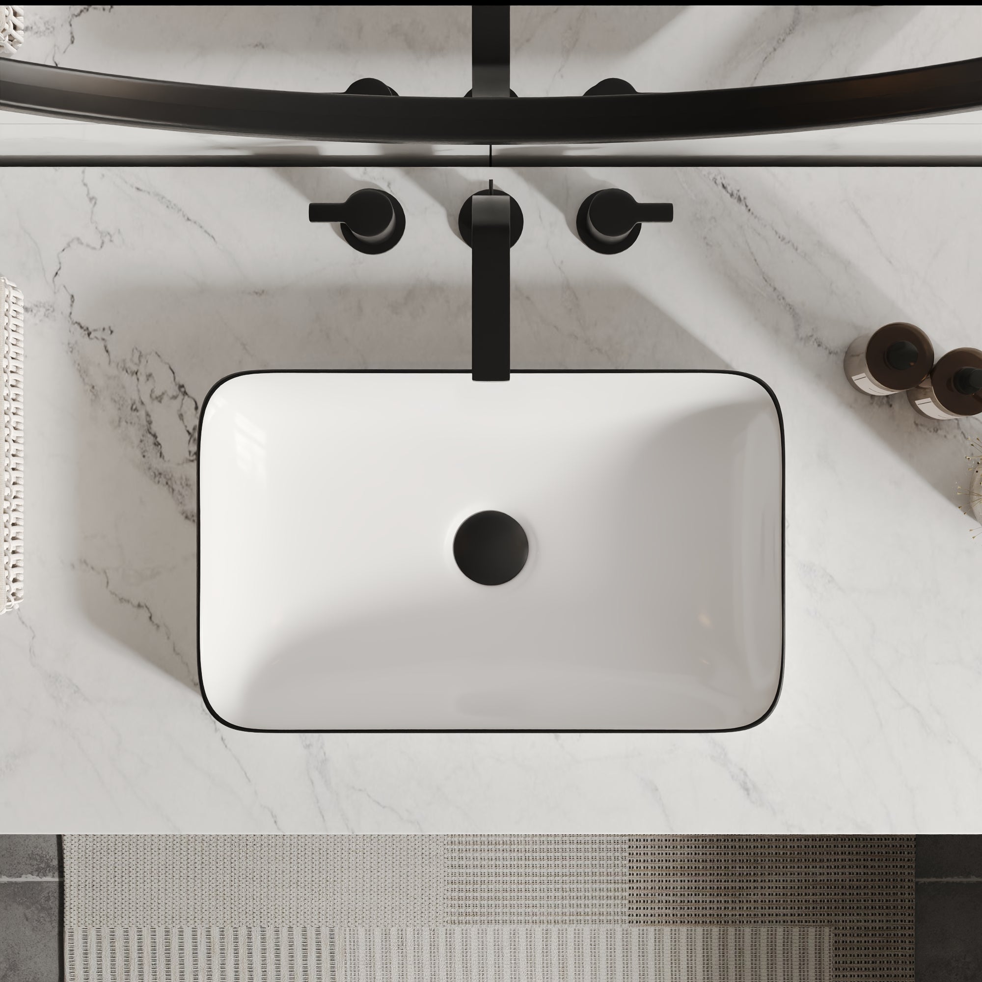 ALLY 12"/16" Rectangular Drop-in Bathroom Sink With Multiple Colors, Scratch-Resistant Ceramic