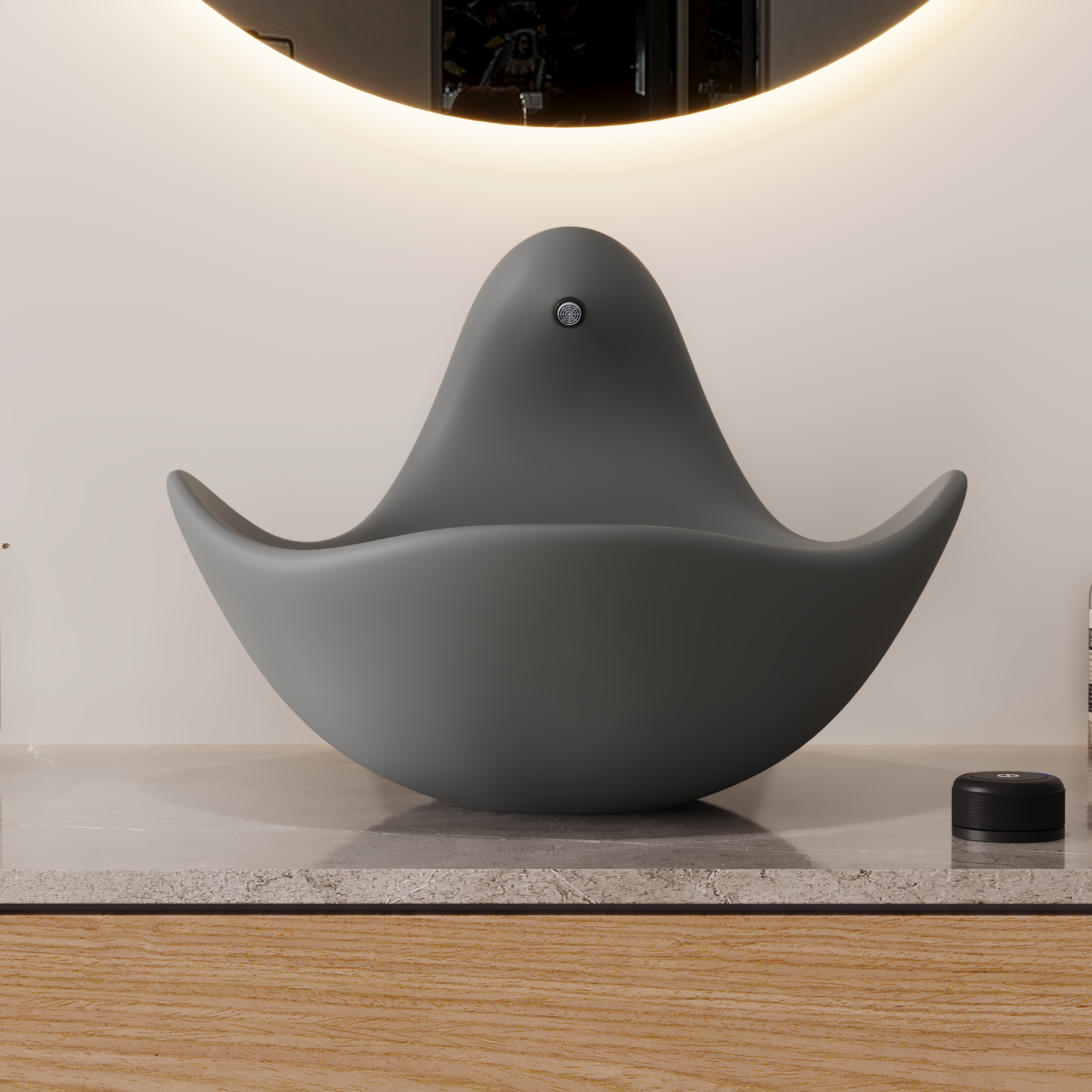 Wave Vessel Bathroom Sink With Multiple Colors, Concrete