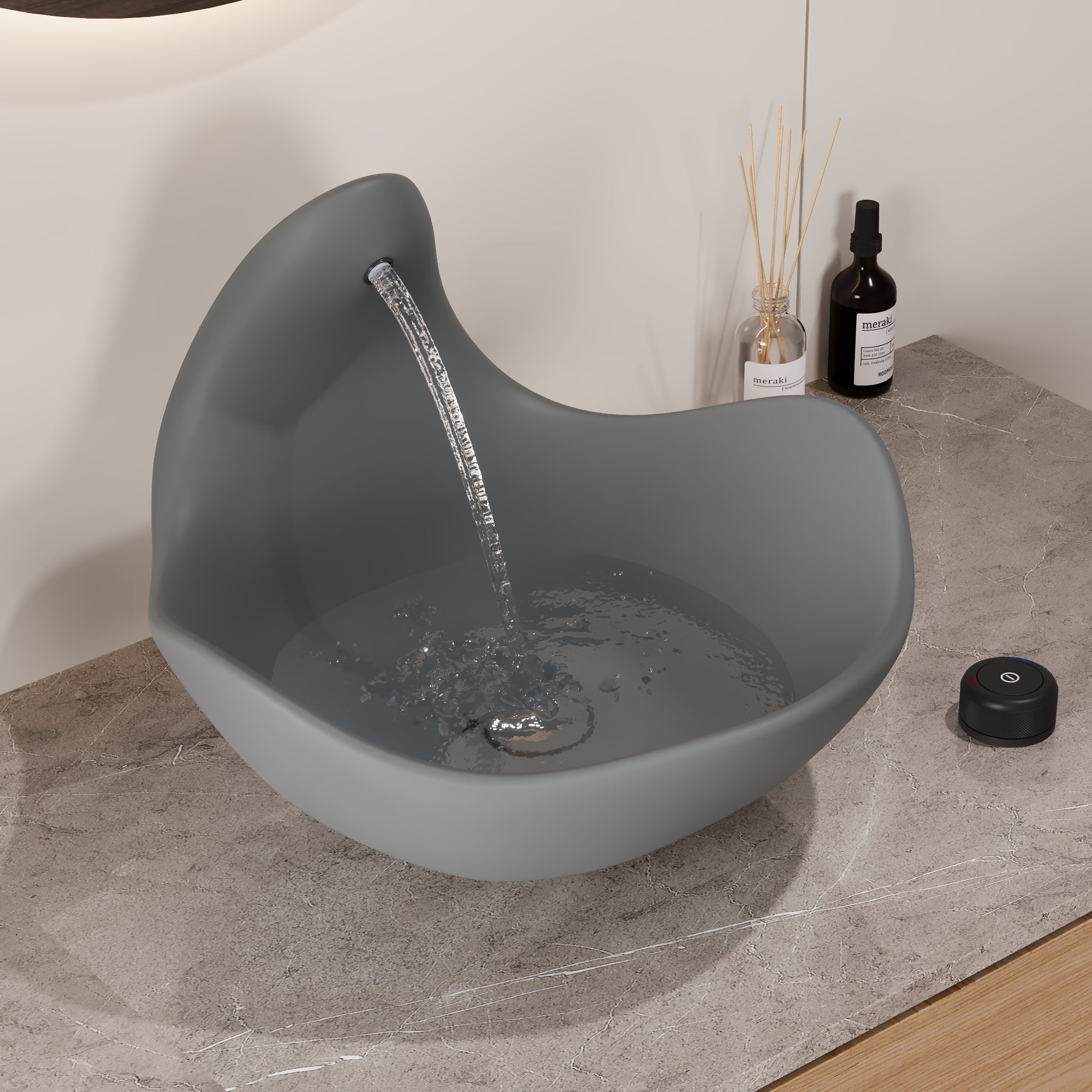 Wave Vessel Bathroom Sink With Multiple Colors, Concrete
