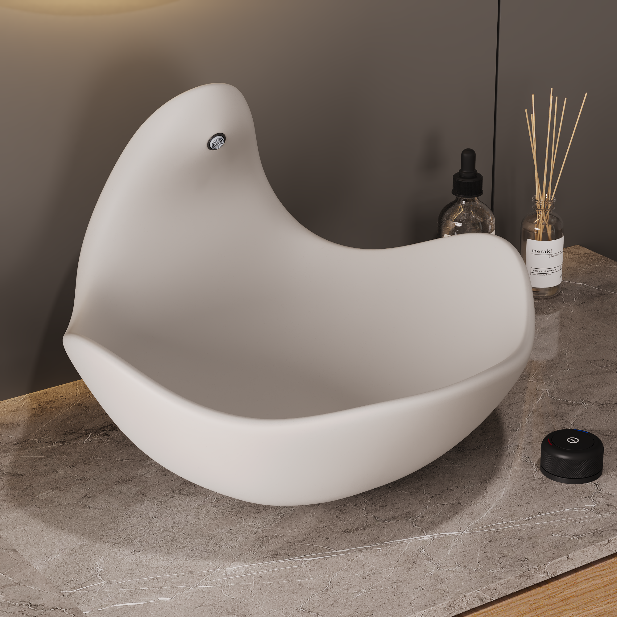 Wave Vessel Bathroom Sink With Multiple Colors, Concrete
