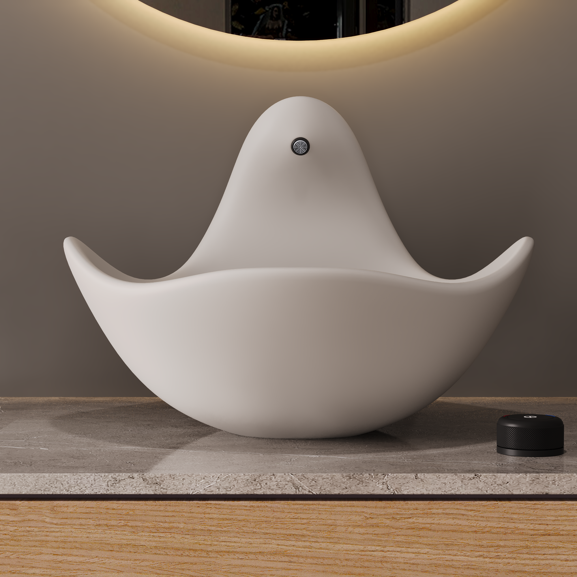 Wave Vessel Bathroom Sink With Multiple Colors, Concrete