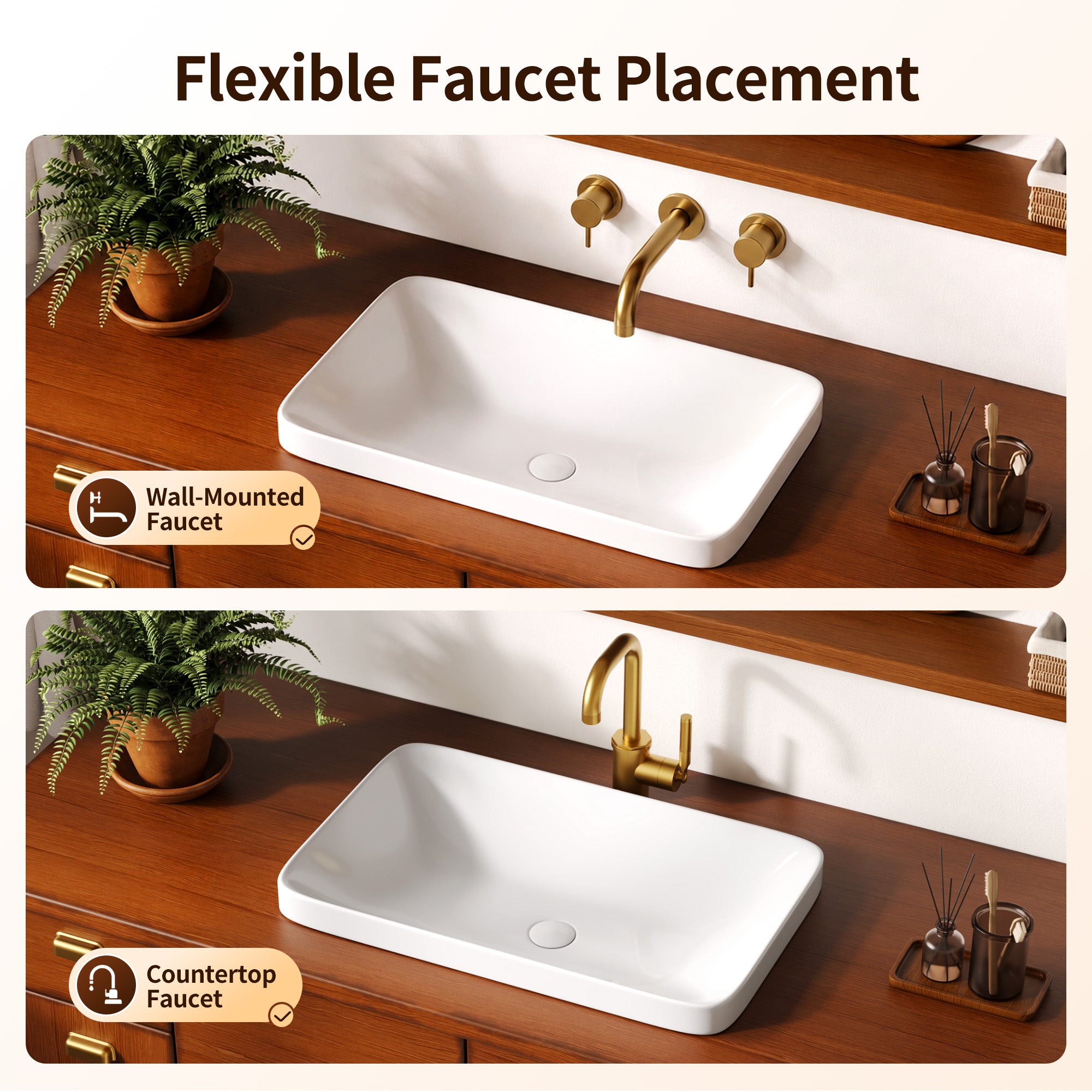 DeerValley DV-1V0473/DV-1V0475 Vessel Sink, Round Non-Porous Ceramic, No-Overflow