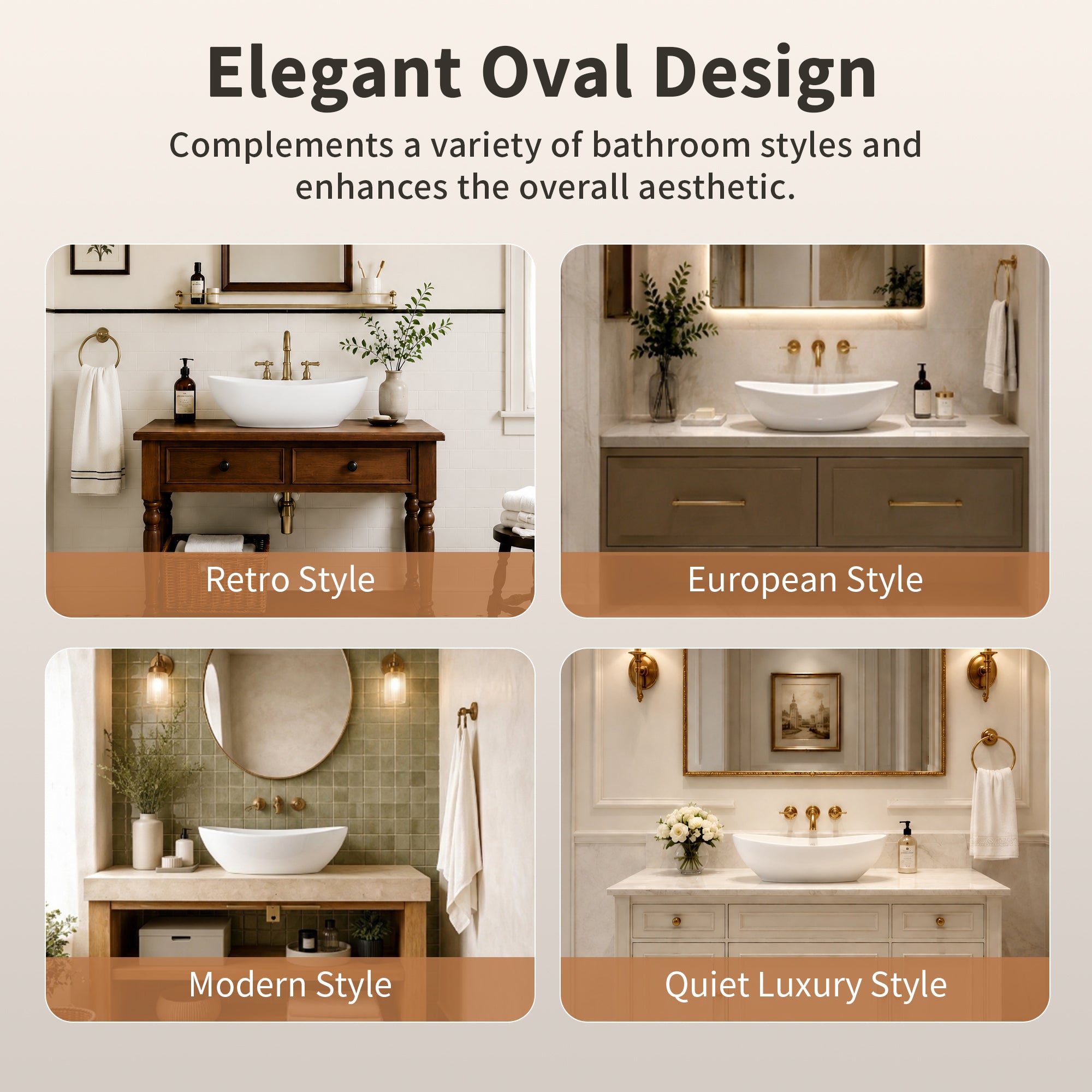 DeerValley DV-1V0518 Liberty Ceramic 18.9-in Vessel Oval Modern White Bathroom Sink