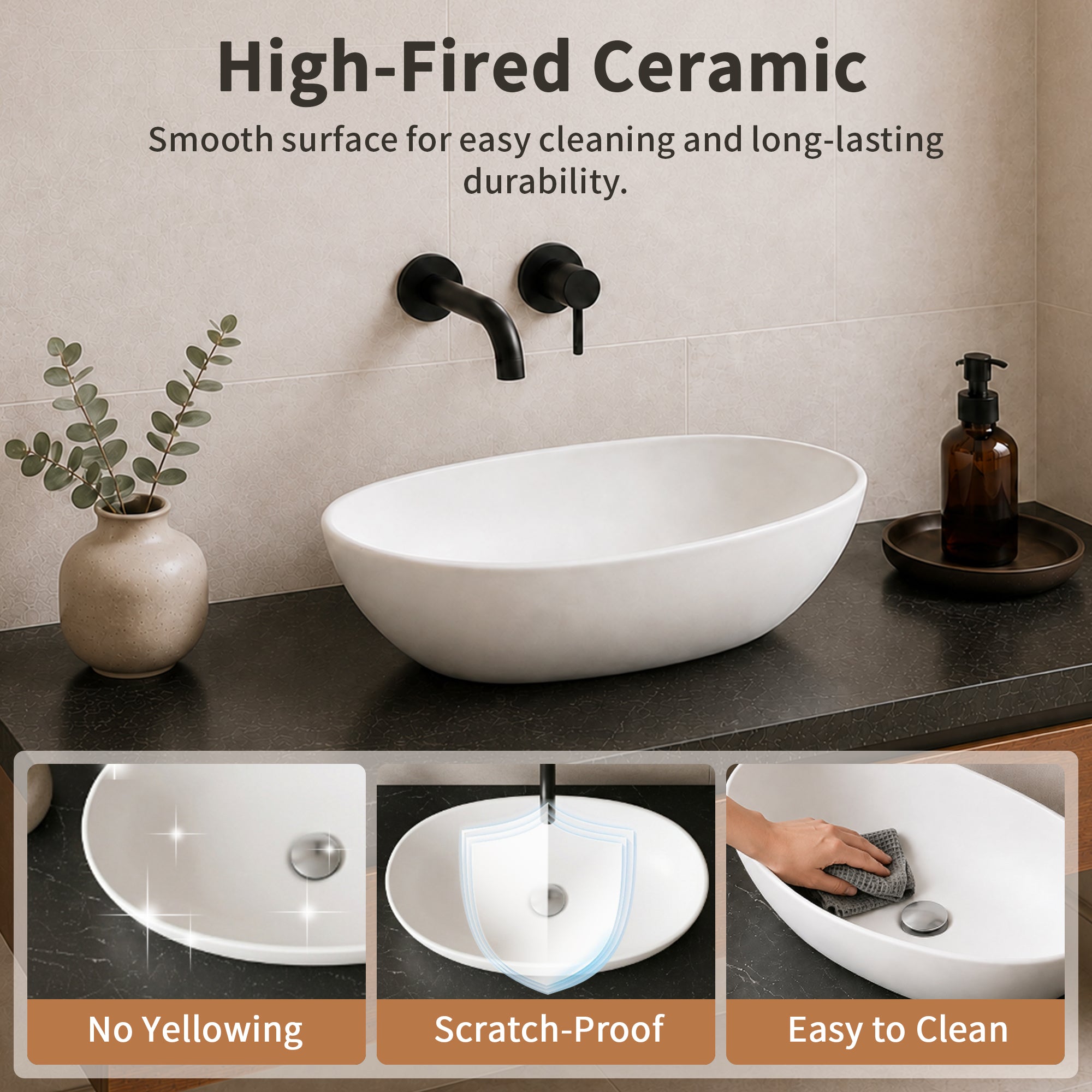 DeerValley DV-1V0518 Liberty Ceramic 18.9-in Vessel Oval Modern White Bathroom Sink