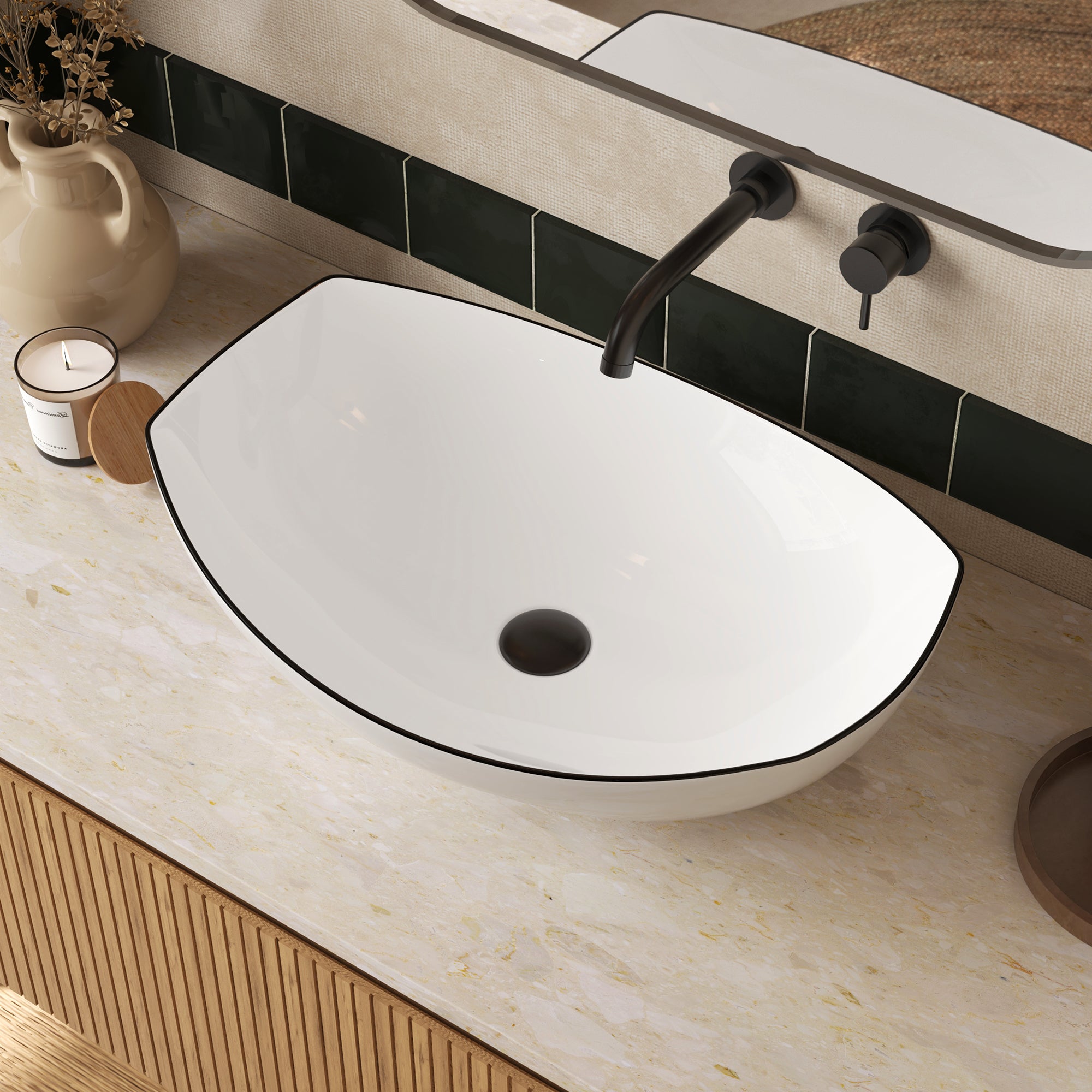 DeerValley DV-1V0589 Boat-Shaped Vessel Sink, Ceramic & Easy Clean