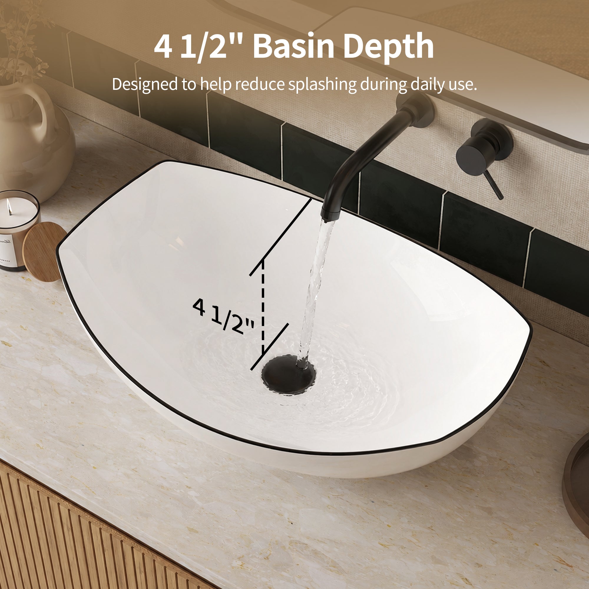DeerValley DV-1V0589 Boat-Shaped Vessel Sink, Ceramic & Easy Clean