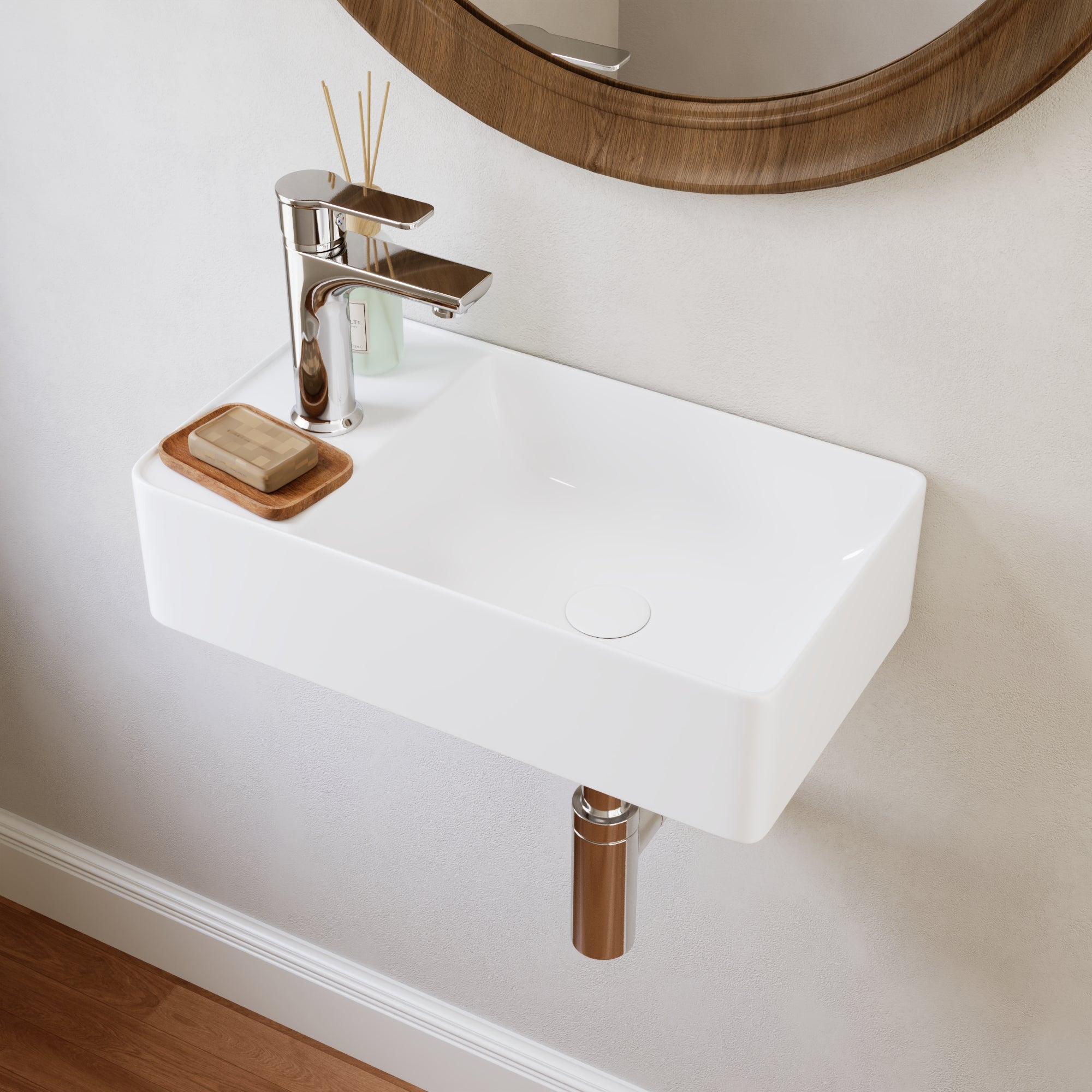 DeerValley DV-1V081L Wall Mounted Sinks Glossy Ceramic Wall Faucet Ready