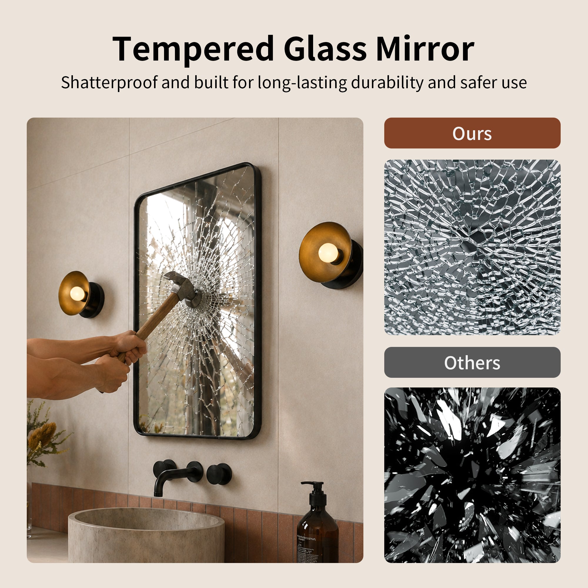 Deervalley DV-1VM0493 Aluminum Framed Rectangular Freestanding / Wall-Mount Makeup / Shaving Bathroom Mirror