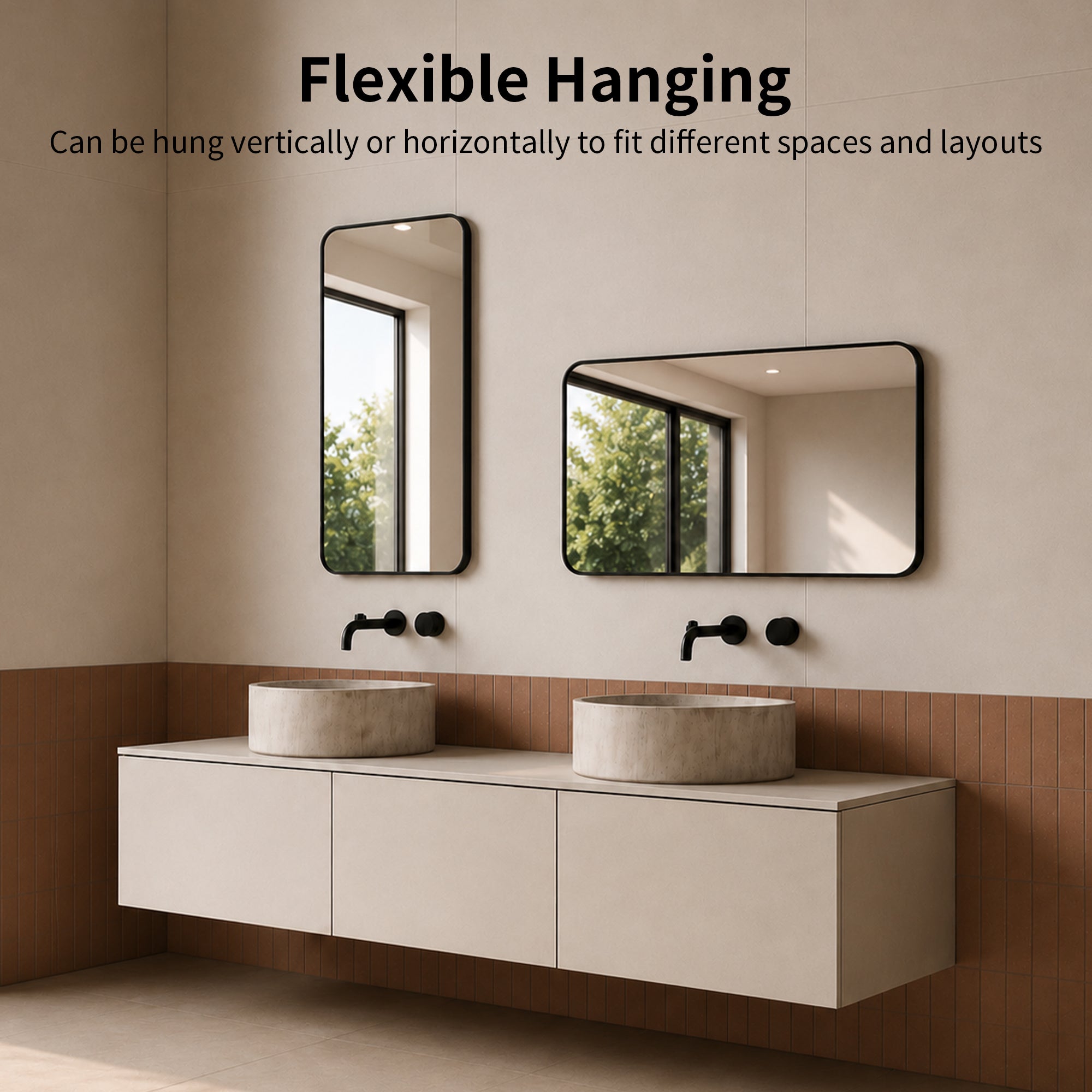 Deervalley DV-1VM0493 Aluminum Framed Rectangular Freestanding / Wall-Mount Makeup / Shaving Bathroom Mirror