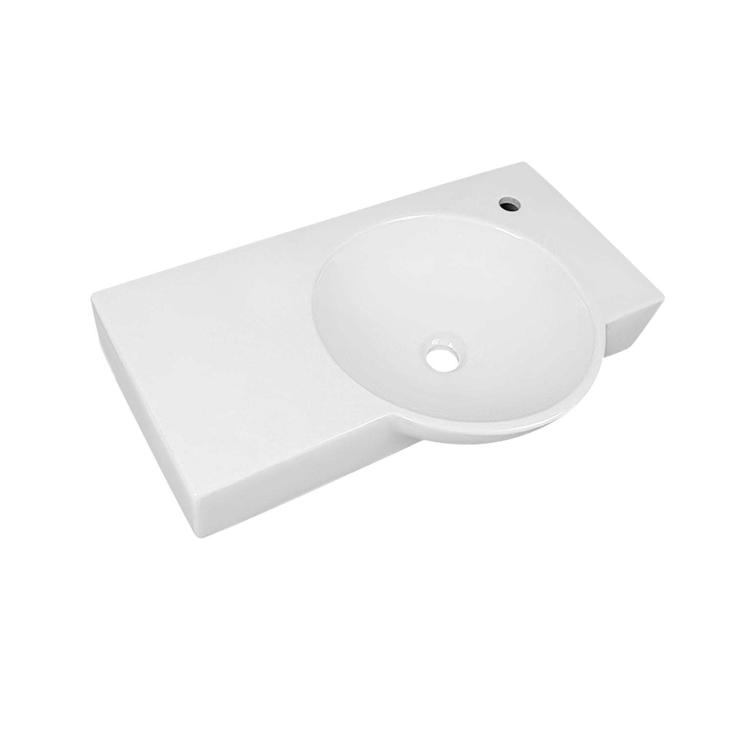 18.11" Rectangular Wall-Mount Bathroom Sink, Round Basin