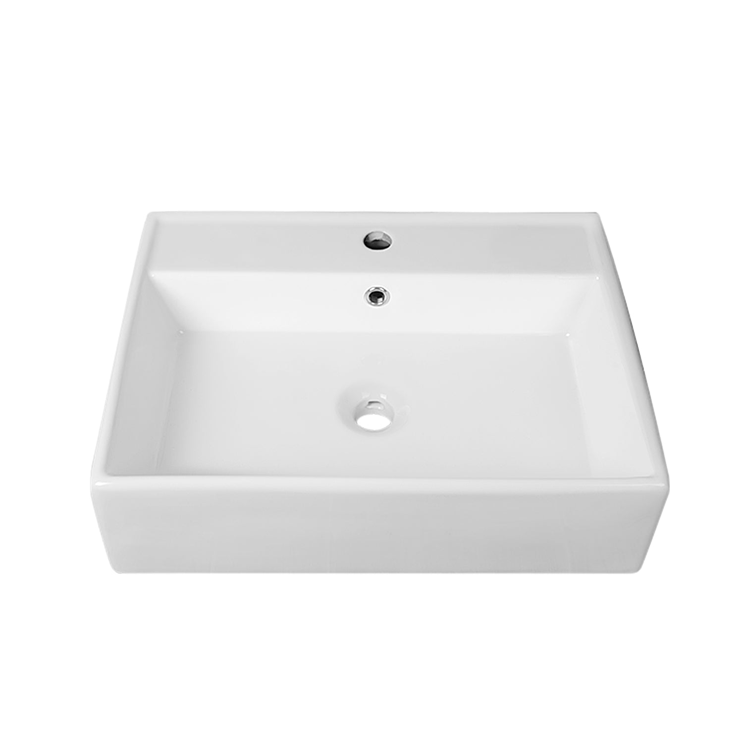 18"D x 23"W Rectangular Wall-Mount Bathroom Sink, Overflow Hole