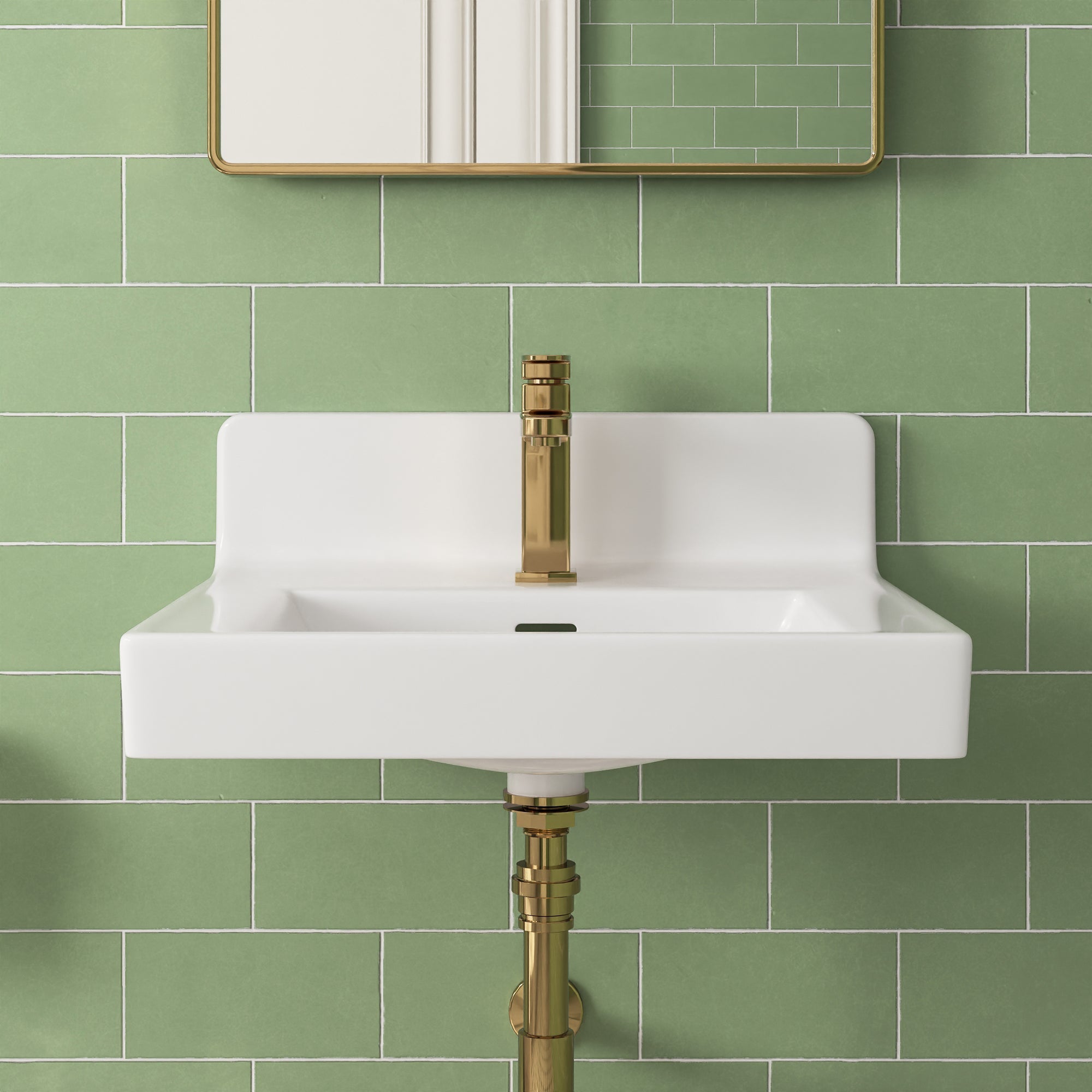 20" L X 10" W Rectangular Wall-Mount Bathroom Sink, Overflow Hole